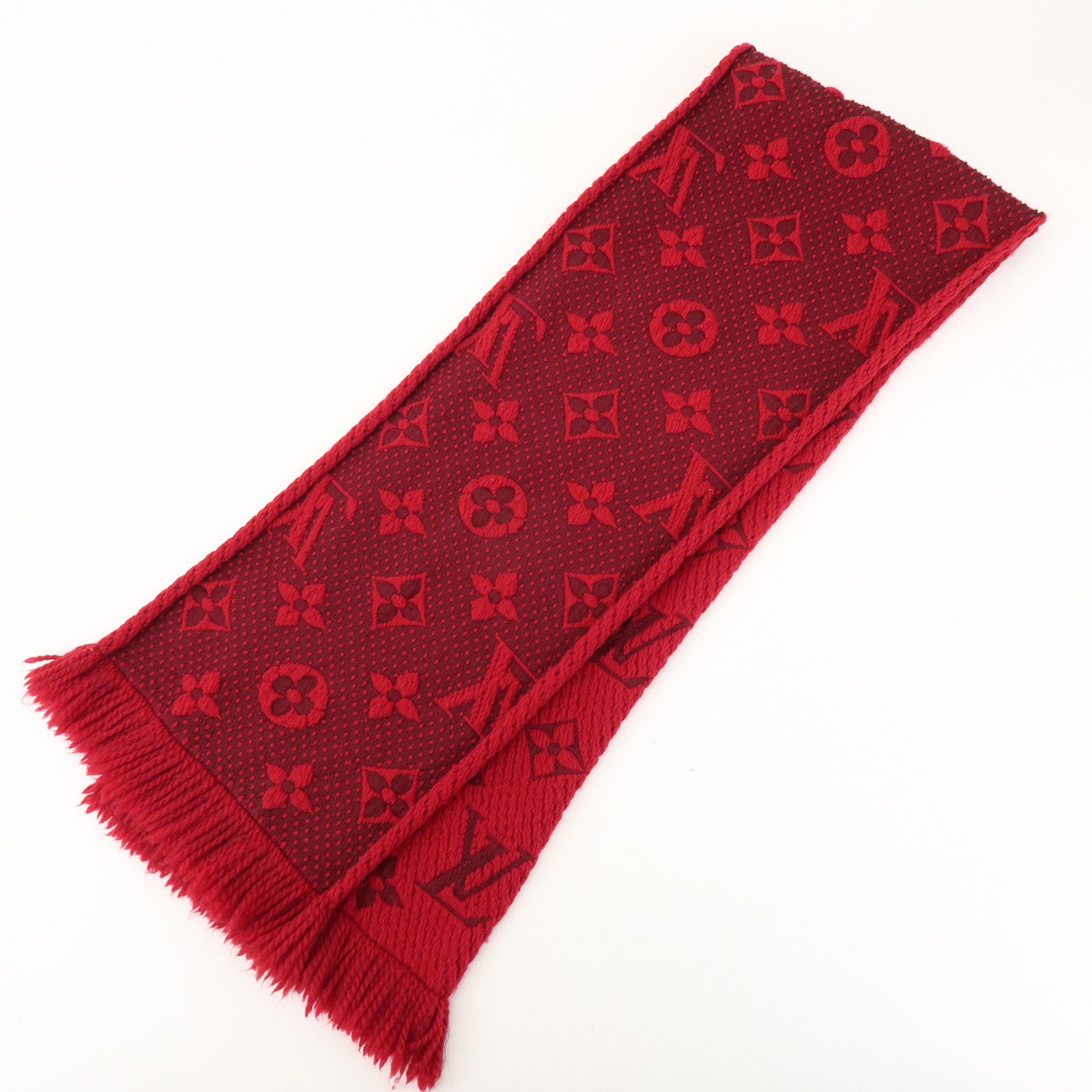 Louis Vuitton Echarpe Logomania Monogram Wool Silk Scarf Ruby Red