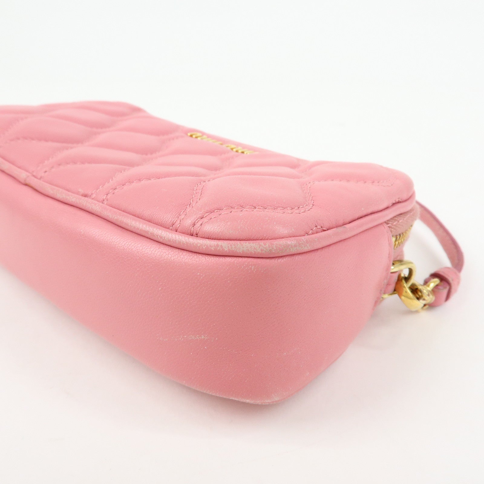MIU MIU Nappa Leather Hand Bag Accessory Pouch Pink