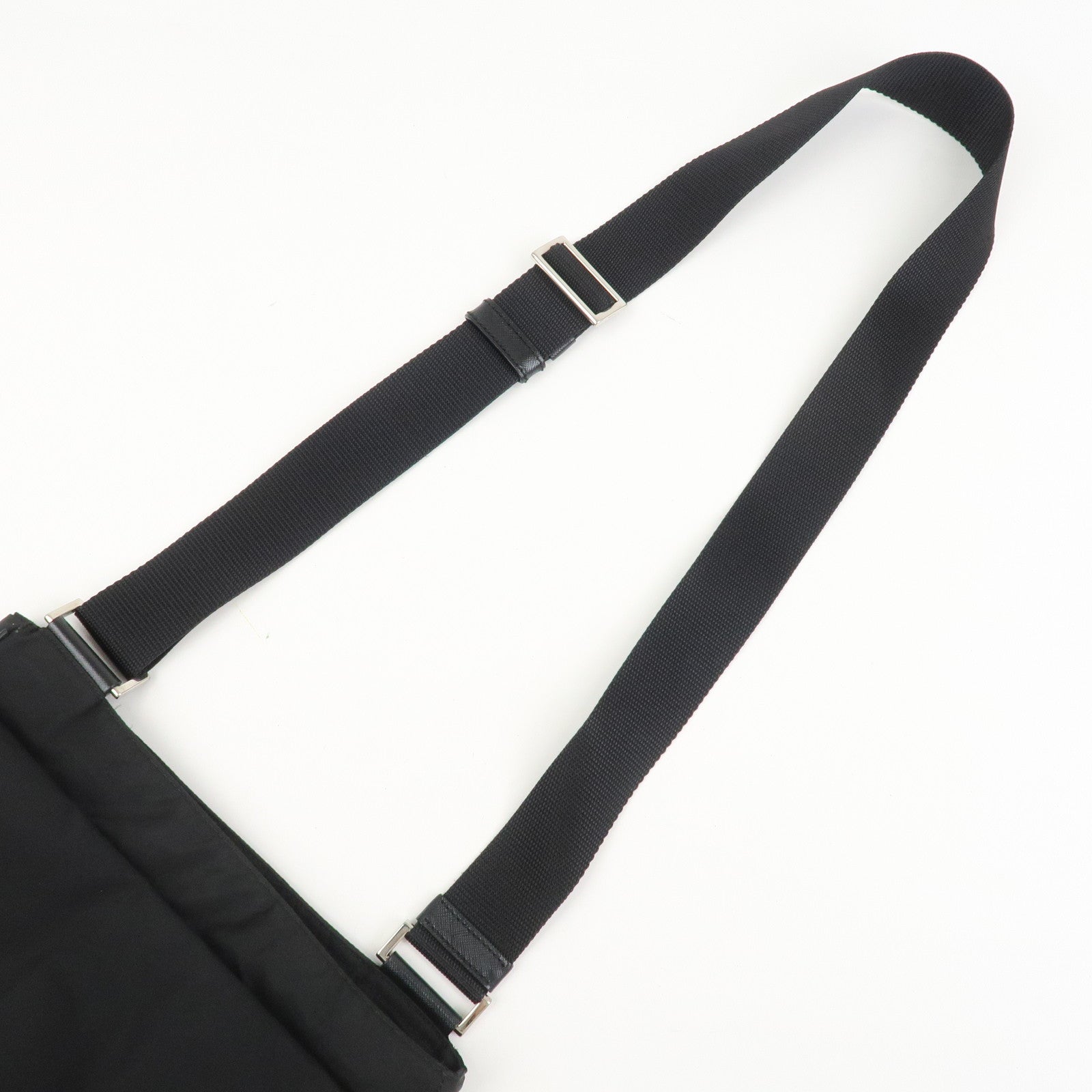PRADA Nylon Saffiano Leather Shoulder Bag Black VA0269