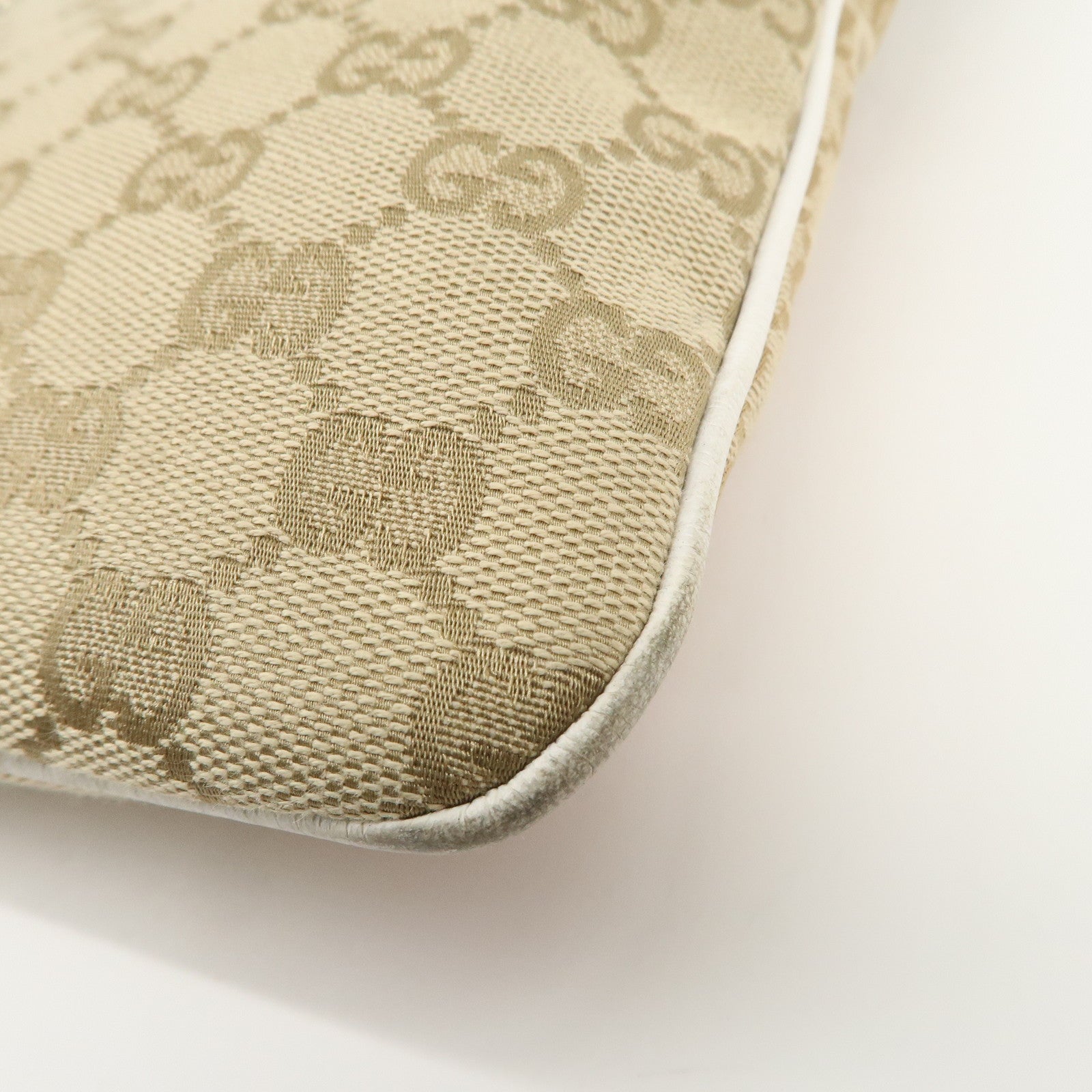 GUCCI Sherry GG Canvas Leather Shoulder Bag Beige Pink 144388