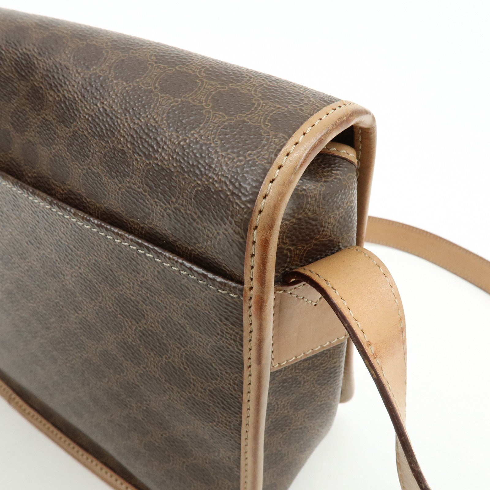 CELINE Macadam PVC Leather Shoulder Bag Crossbody Bag Brown