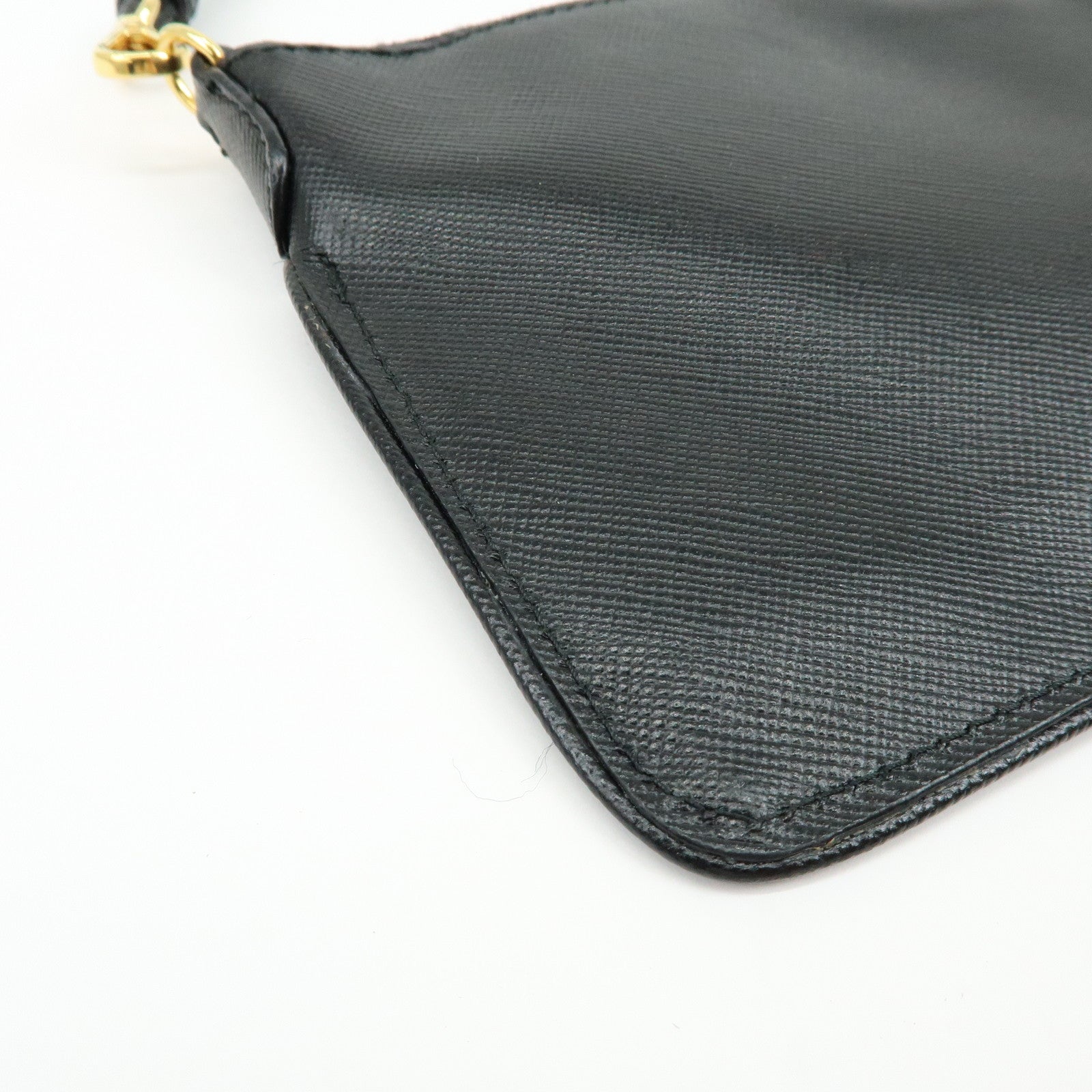 PRADA Saffiano Leather Shoulder Bag Crossbody Bag Black 1M1187