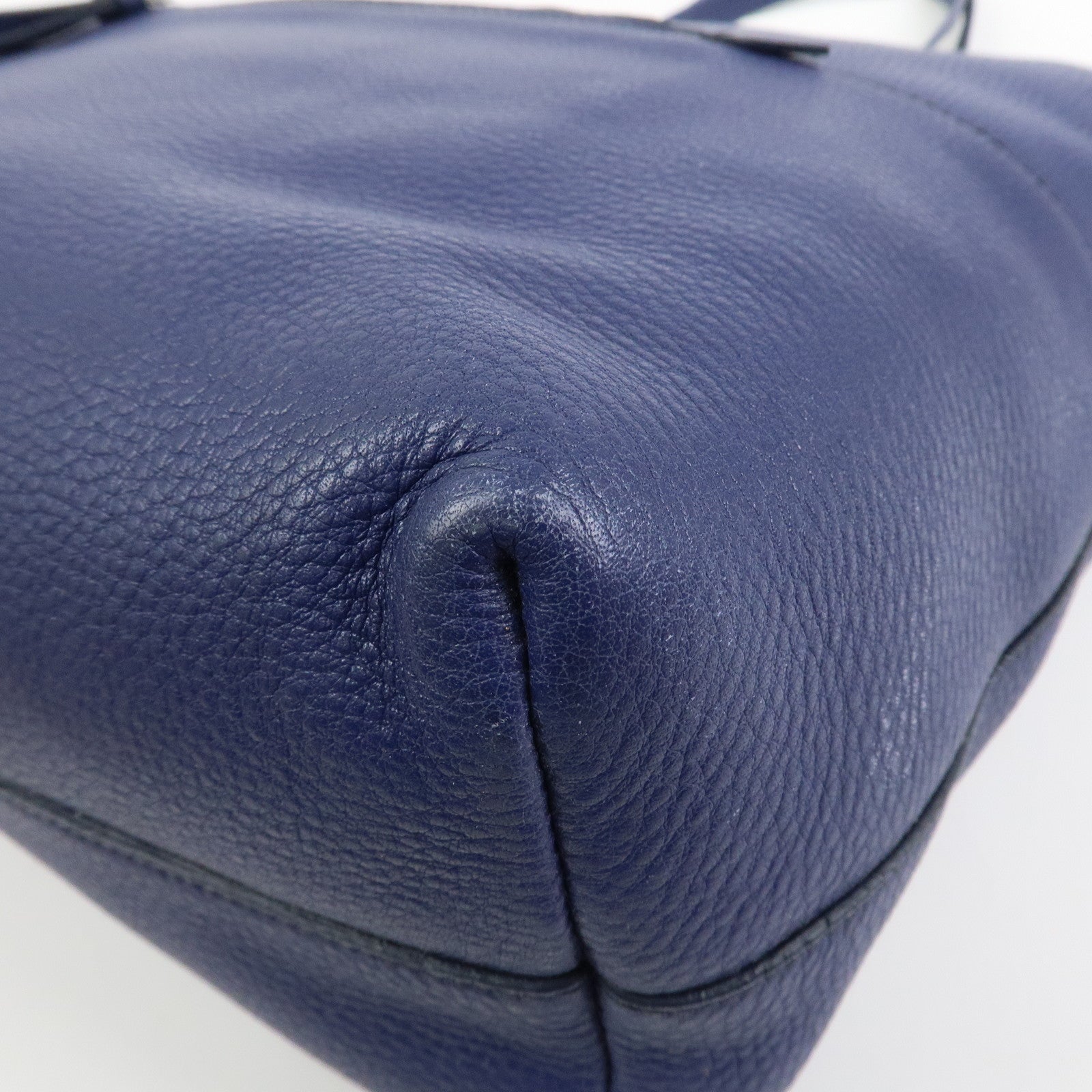 MIU MIU Logo Madras Leather Tote Bag Shoulder Bag Hand Bag Blue