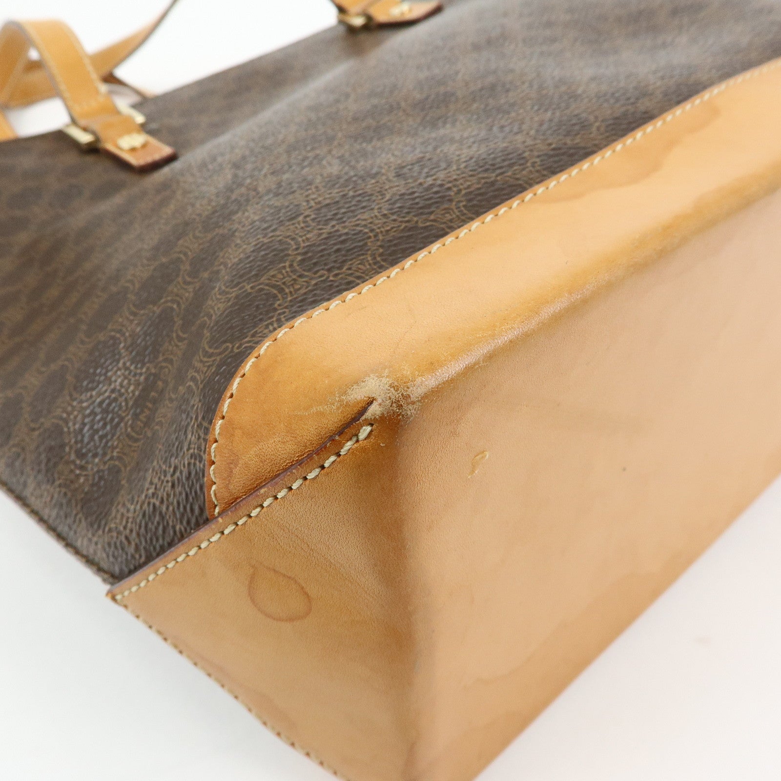 CELINE Macadam PVC Leather Tote Bag Hand Bag Shoulder Bag Brown