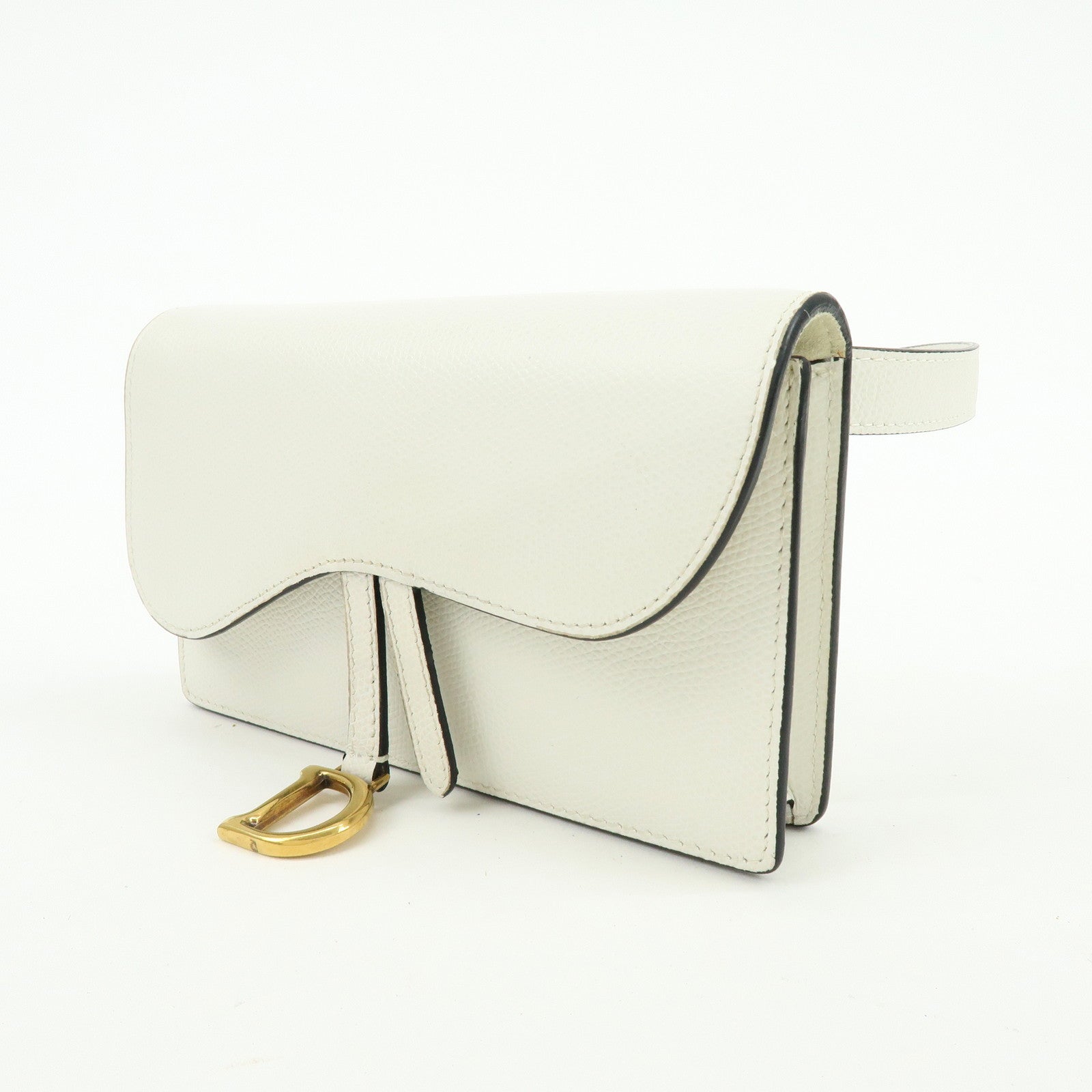 Christian Dior Saddle Calf Leather Waist Pouch Body Bag White