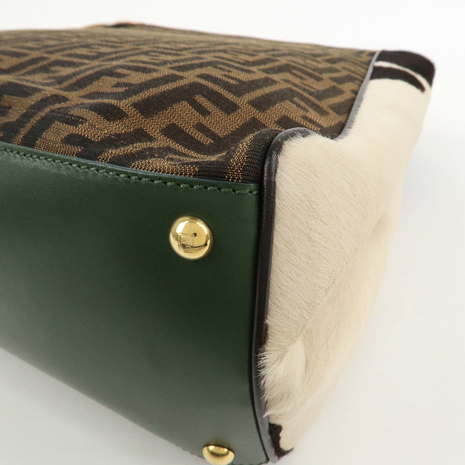 FENDI Zucca Canvas Unborn Calf Toujours Cow Print Tote Bag 8BH251