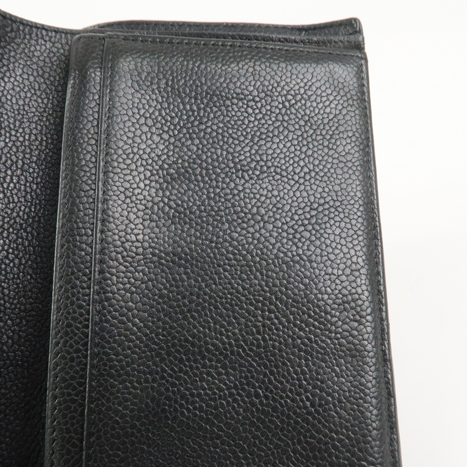CHANEL COCO Mark Caviarskin Bi-fold Long Wallet Black A48651