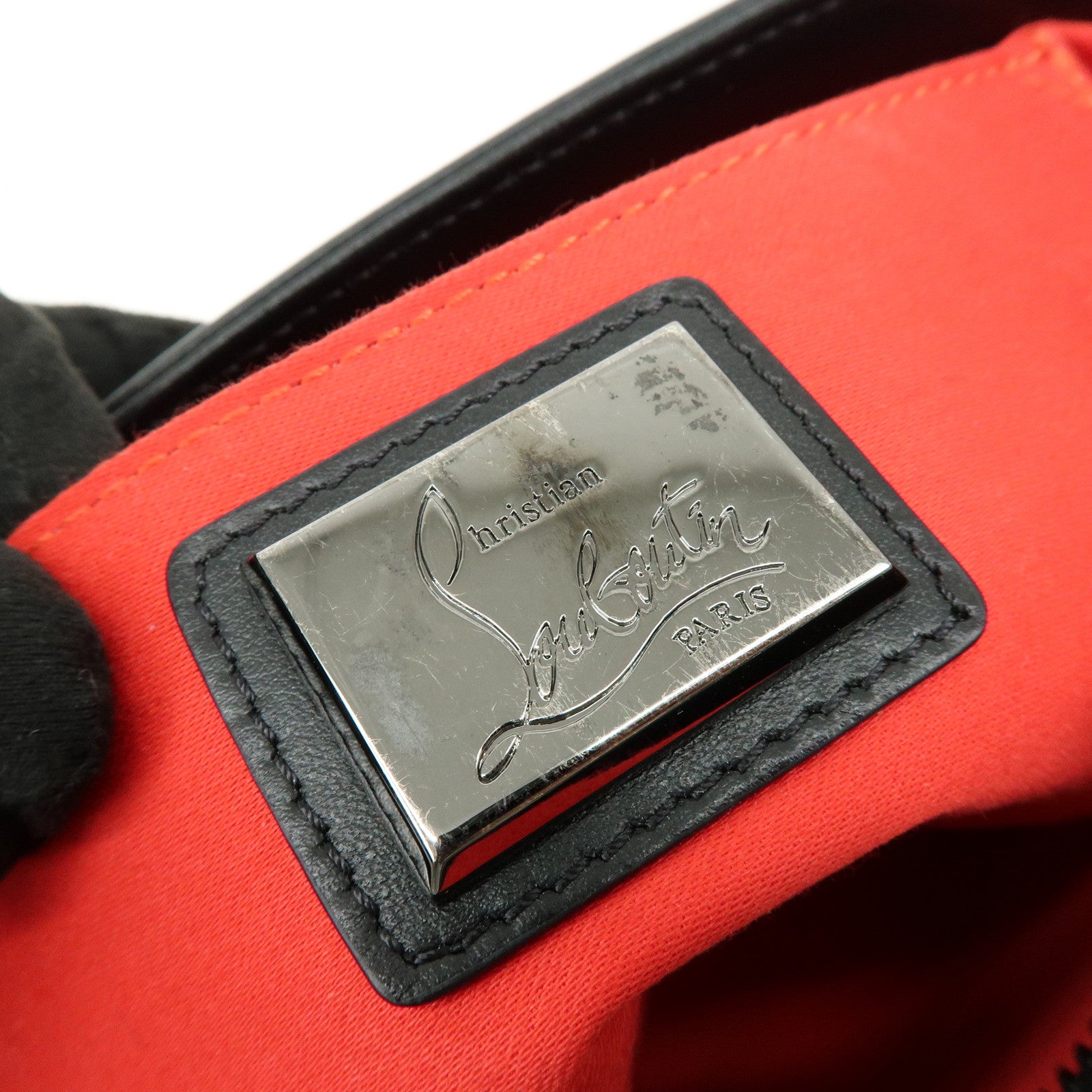 Christian Louboutin Leather 2Way Bag Chain Shoulder Bag Black Red