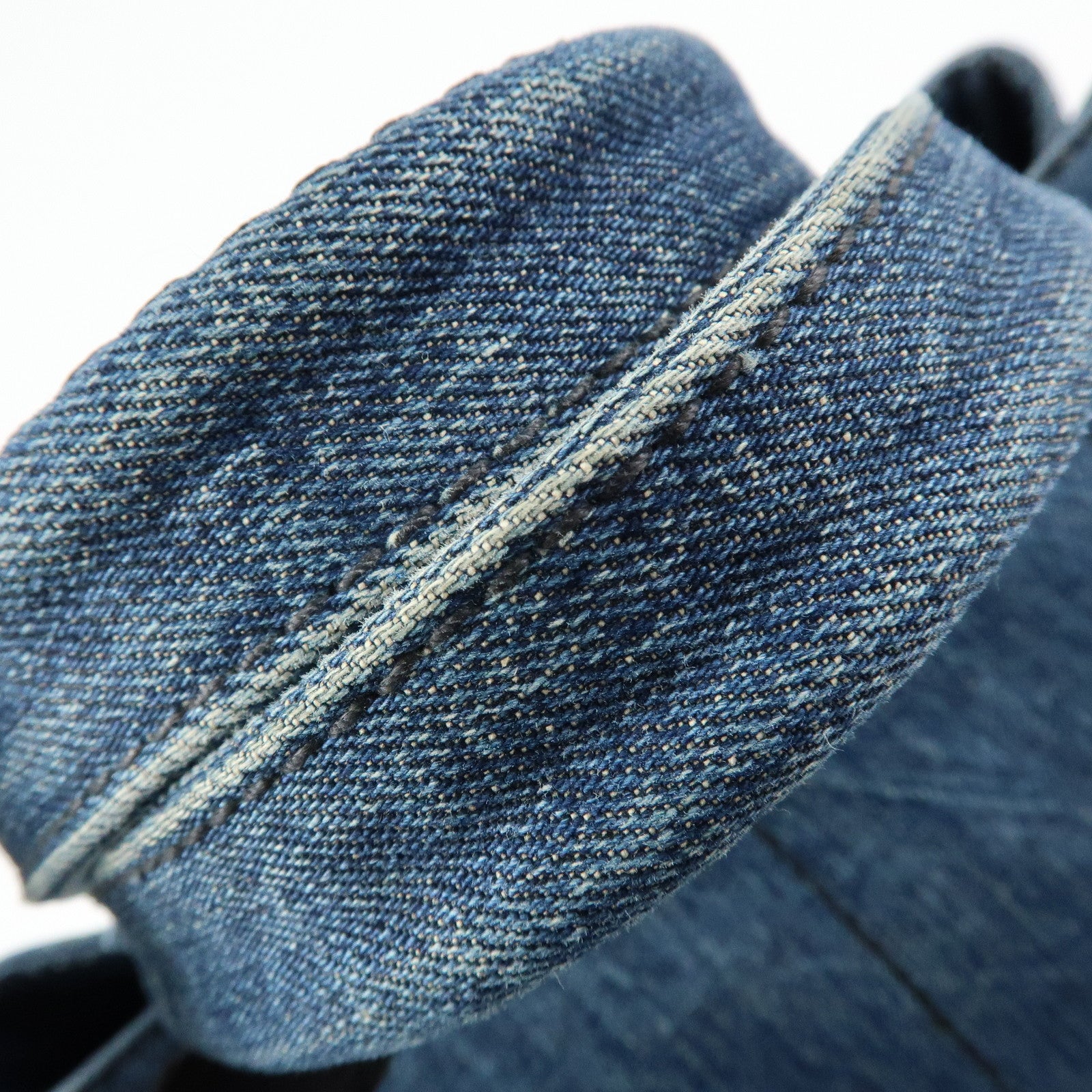 PRADA Logo Canapa Canvas Denim Tote Bag Hand Bag B1877B