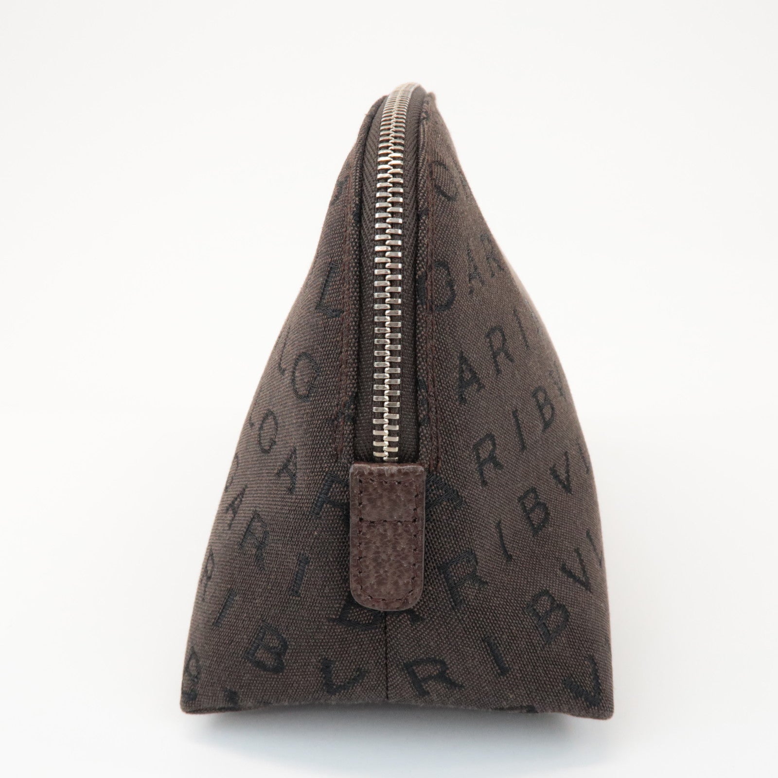 BVLGARI Logomania Canvas Pouch Cosmetic Pouch Dark Brown