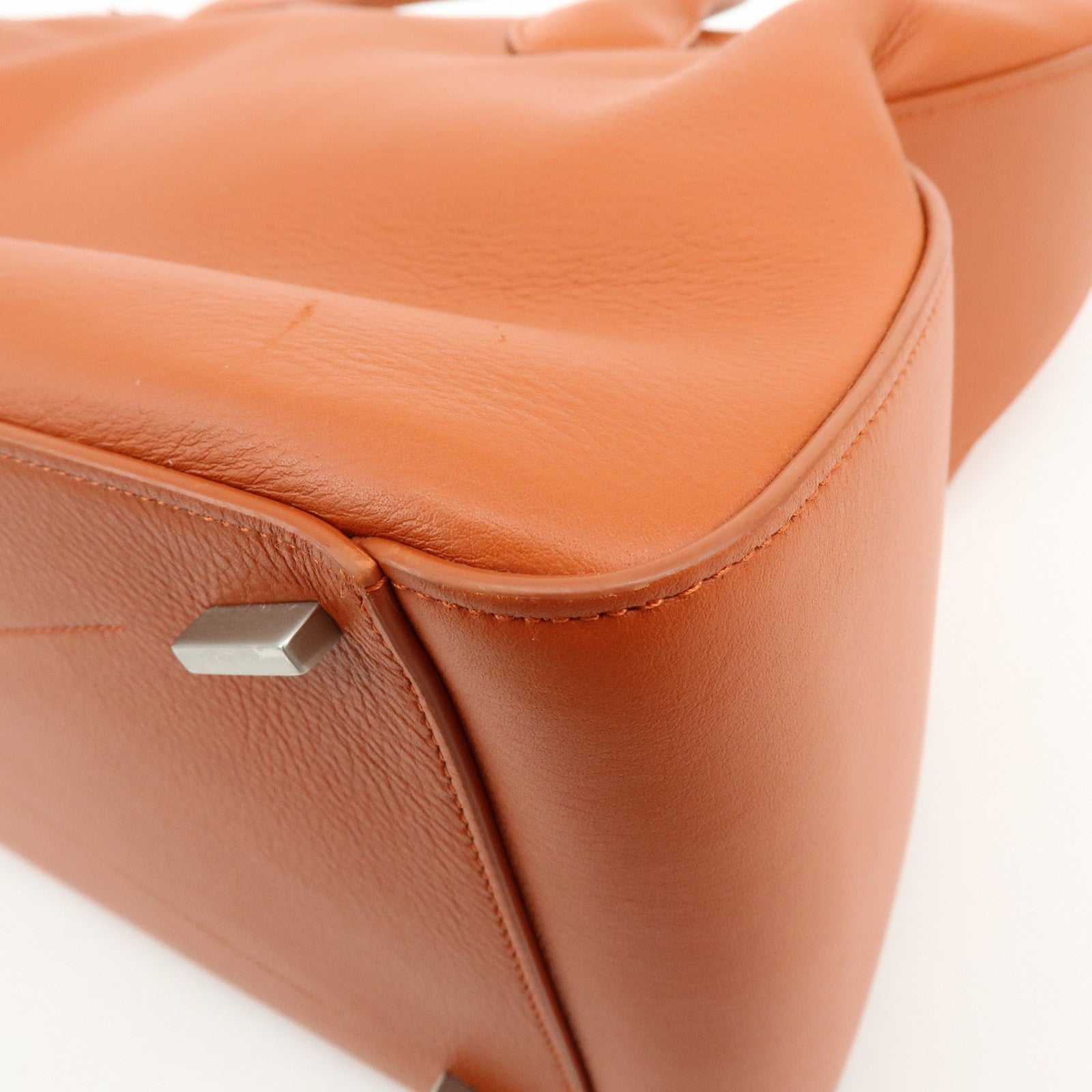 Ferragamo Logo Leather Tote Bag Hand Bag Orange