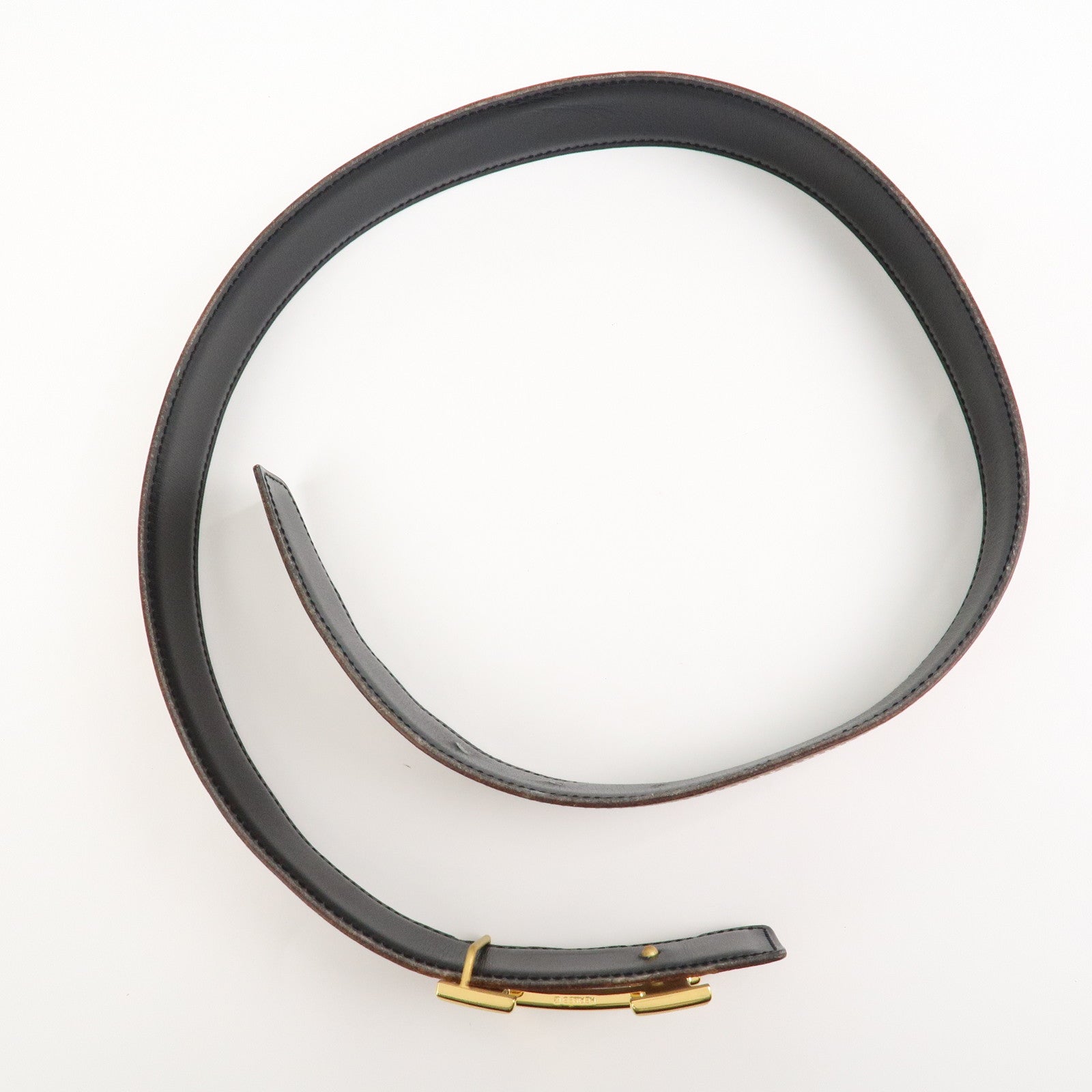 HERMES Leather H Buckle Constance Belt Reversible Black