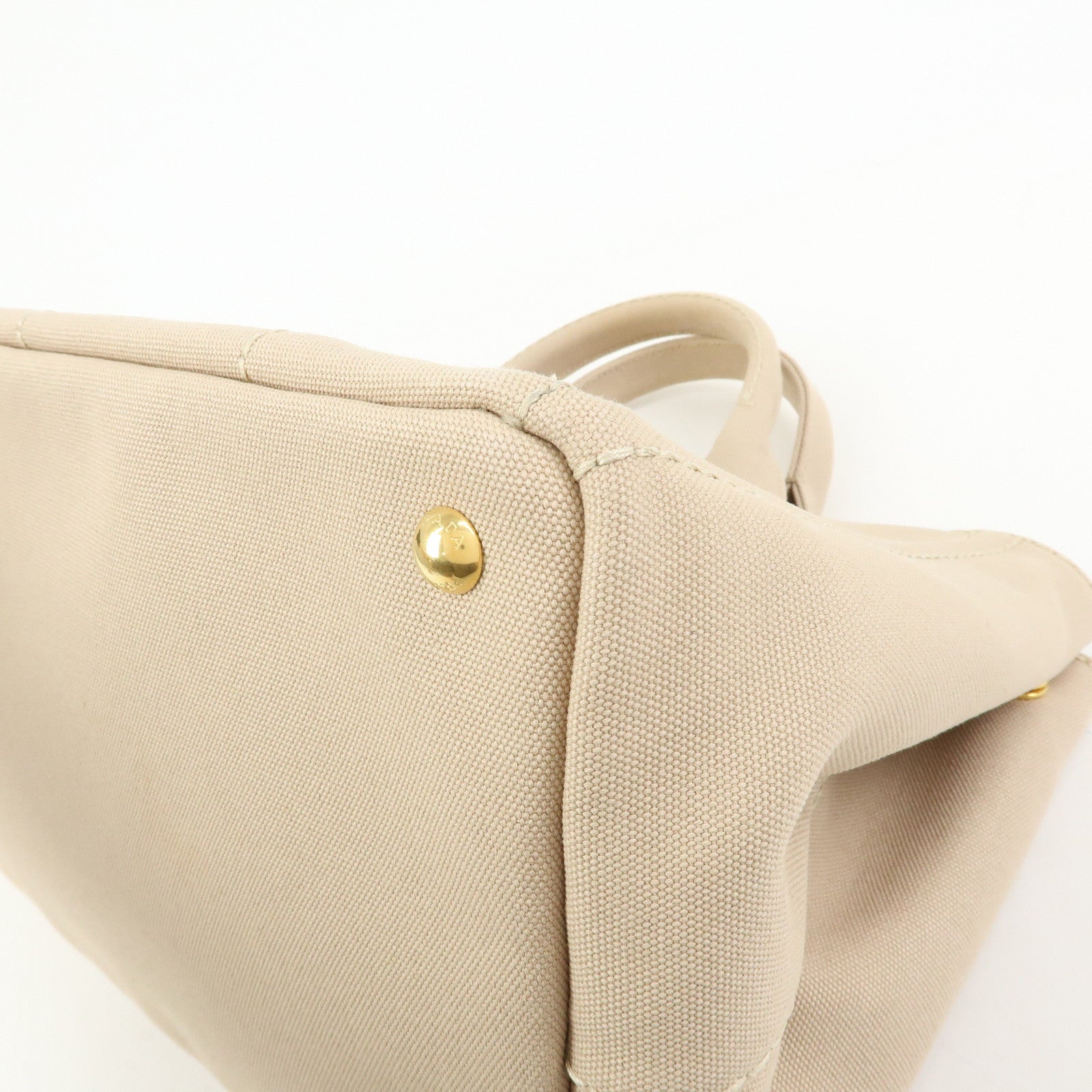 PRADA Canapa Triangle Logo 2Way Tote Hand Shoulder Bag Beige B1877G