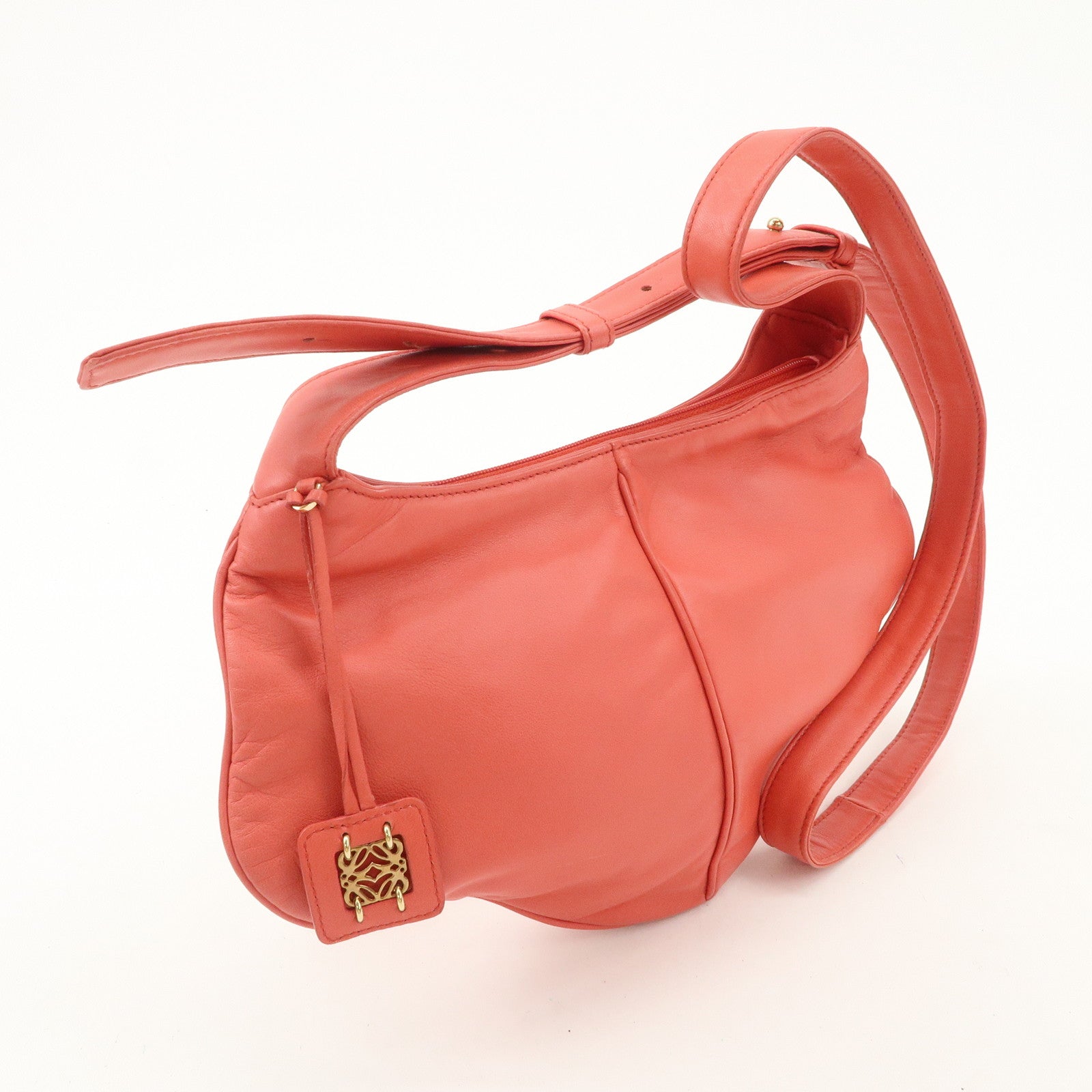 LOEWE Anagram Leather Shoulder Bag Hand Bag Pink Used
