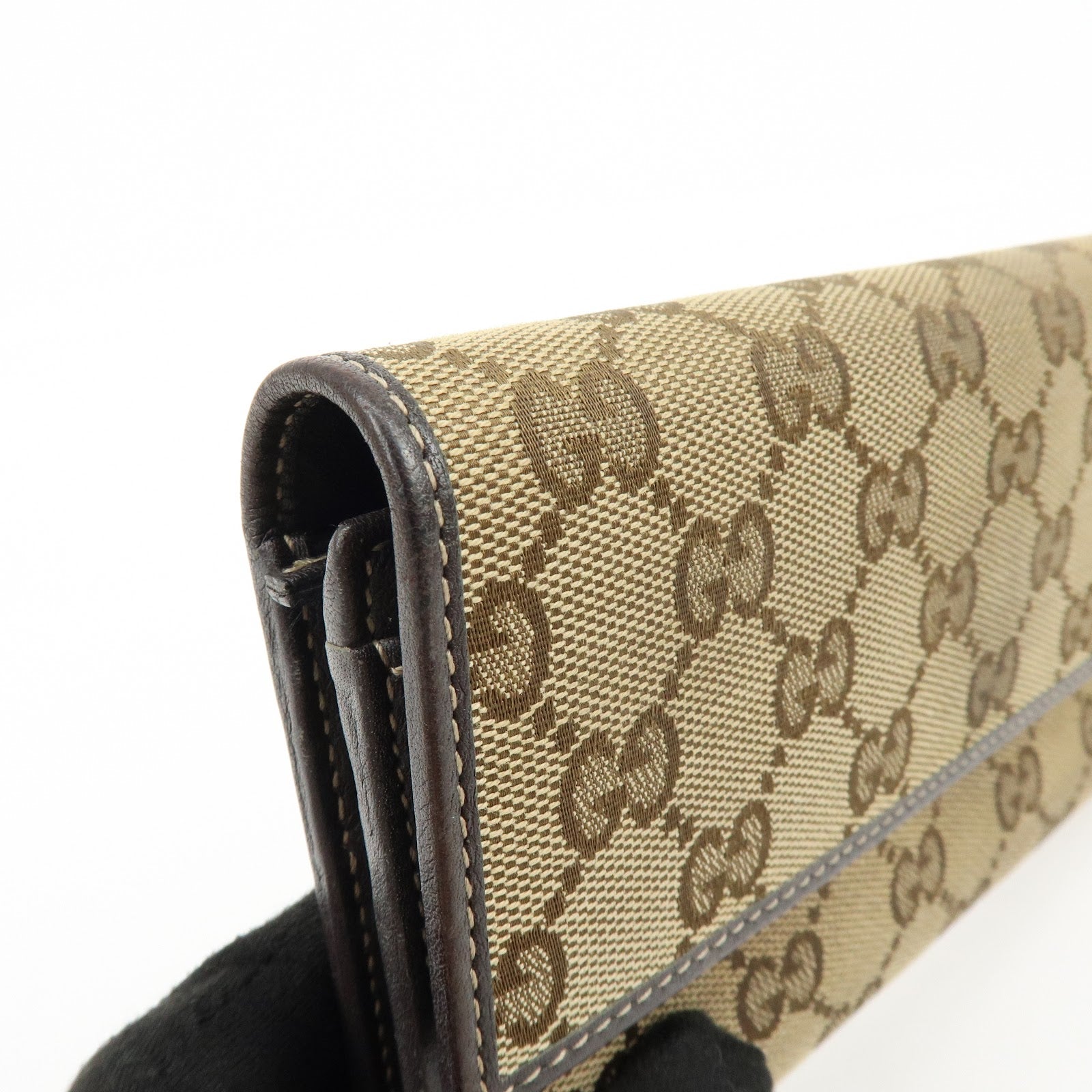 GUCCI Lovely Heart GG Canvas Leather Long Wallet Brown 251861