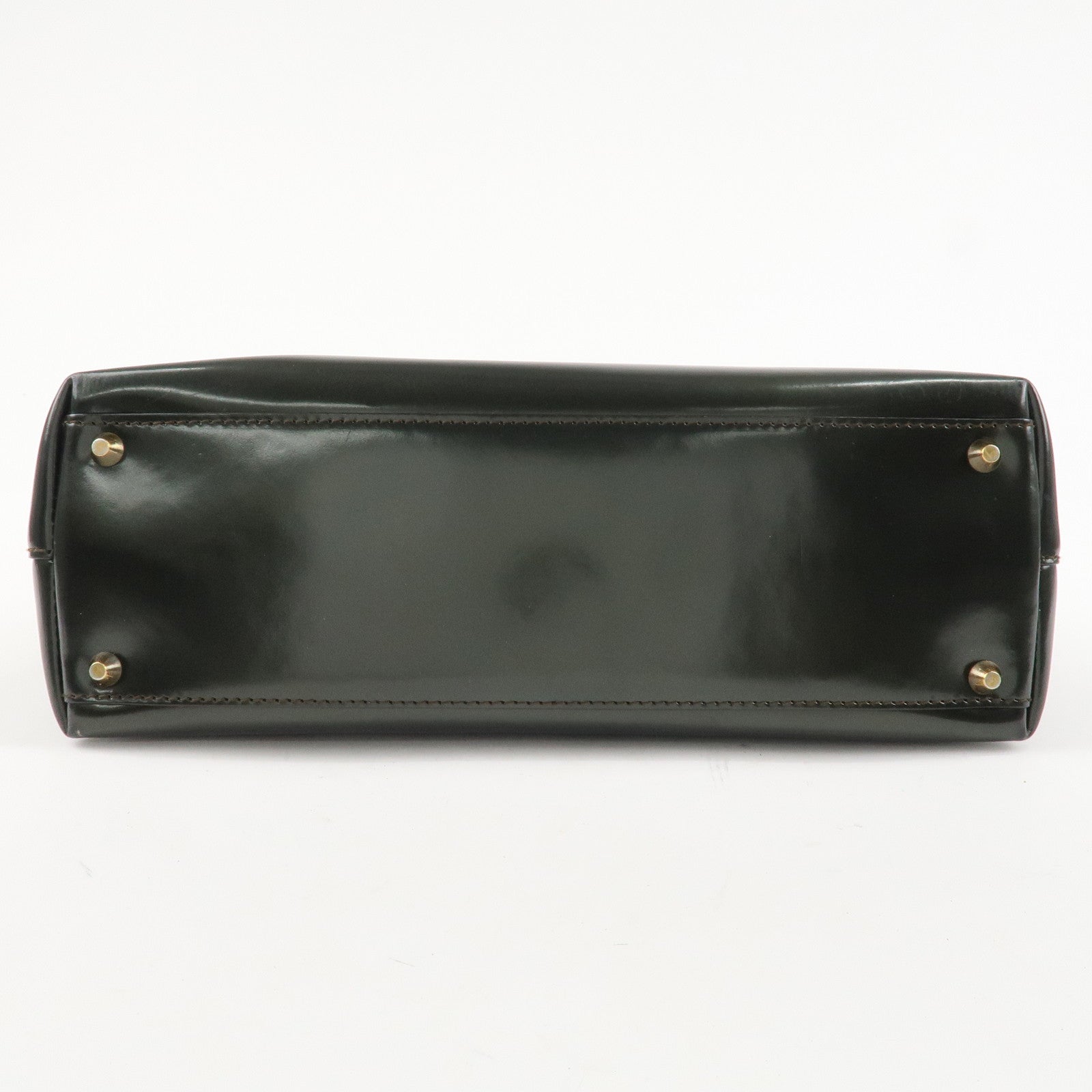 Christian Dior Enamel Leather Maris Pearl Shoulder Bag Hand Bag Khaki Used