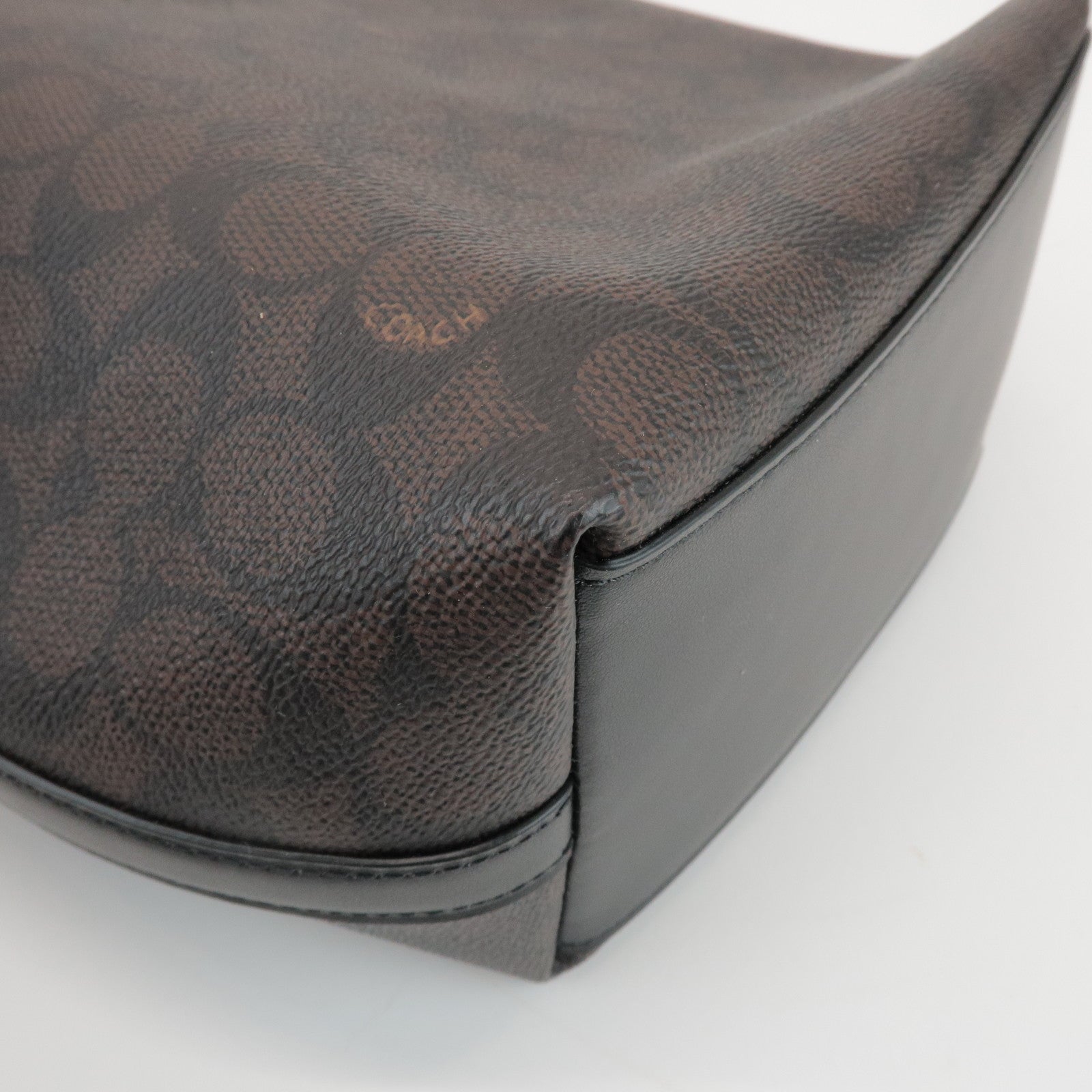 COACH Signature City PVC Leather 2Way Shoulder Bucket Bag Brown