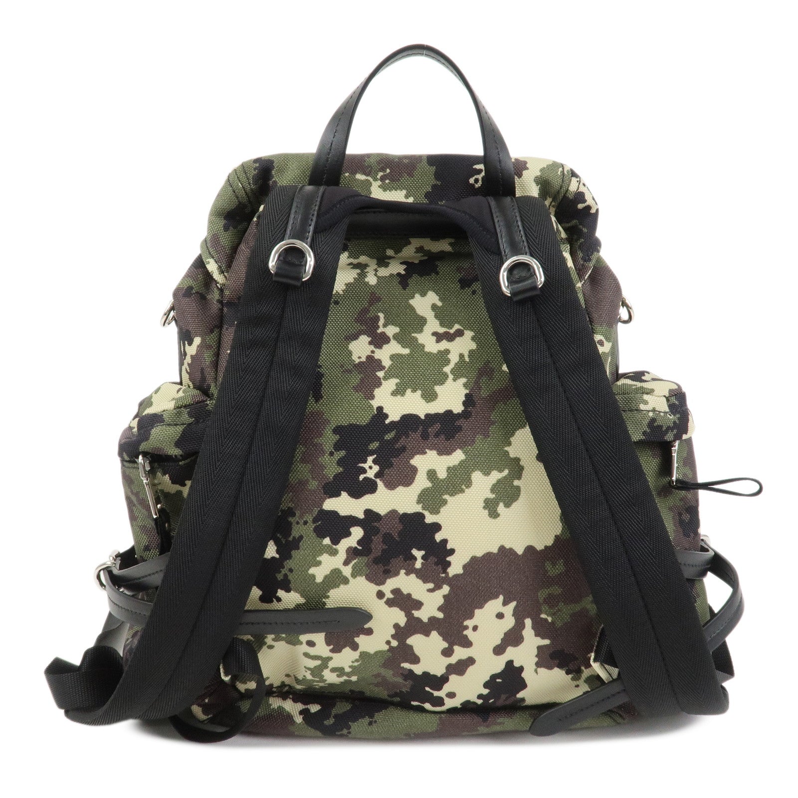 MIU MIU Nylon Canvas Camouflage Backpack Khaki Black 5BZ033