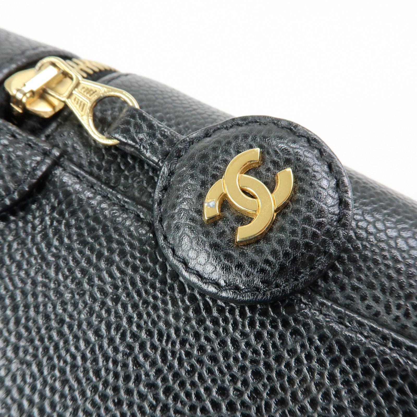 CHANEL COCO Mark Caviarskin Vanity Bag Hand Bag Black A01998