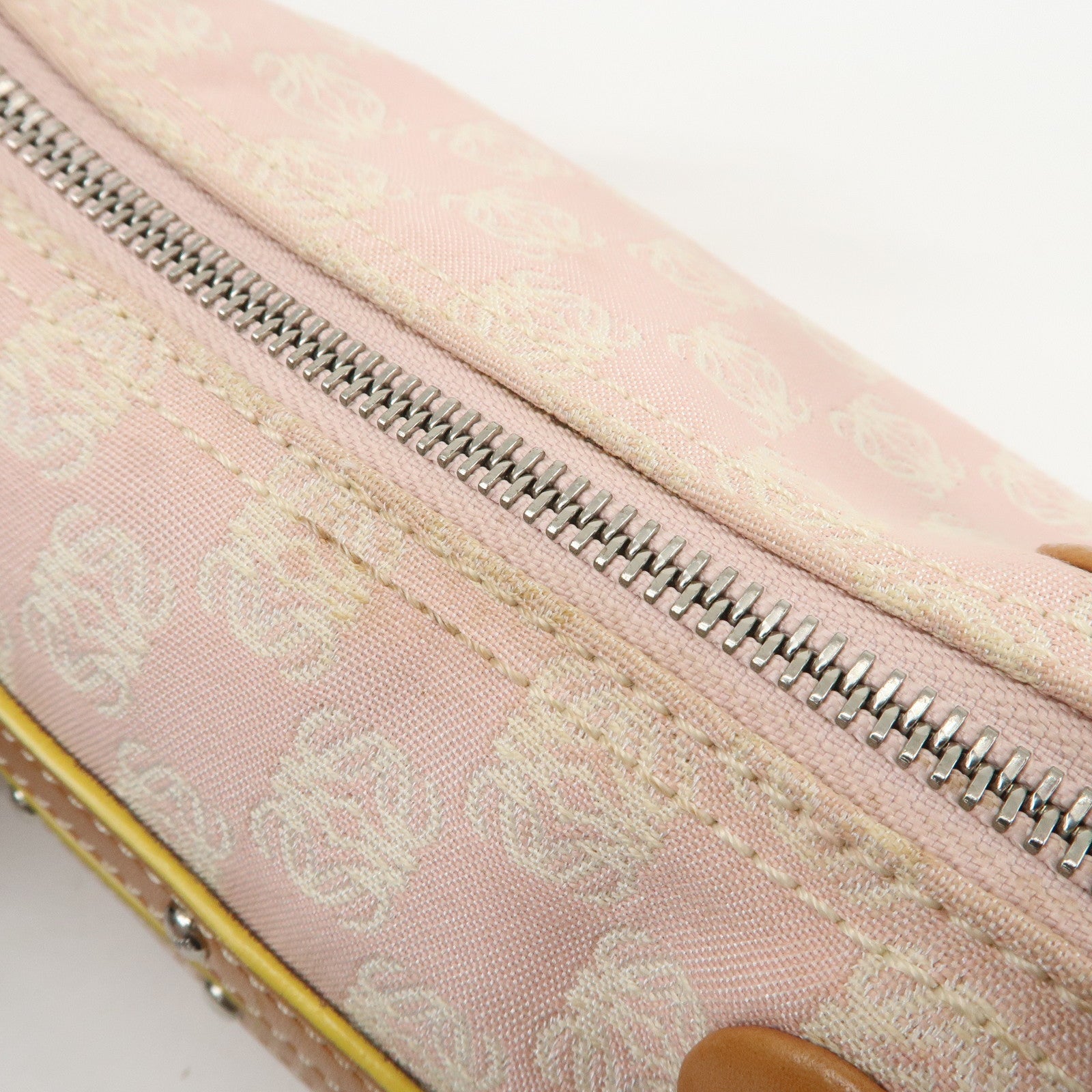 LOEWE Anagram Canvas Leather Hand Bag Boston Bag Pink Brown