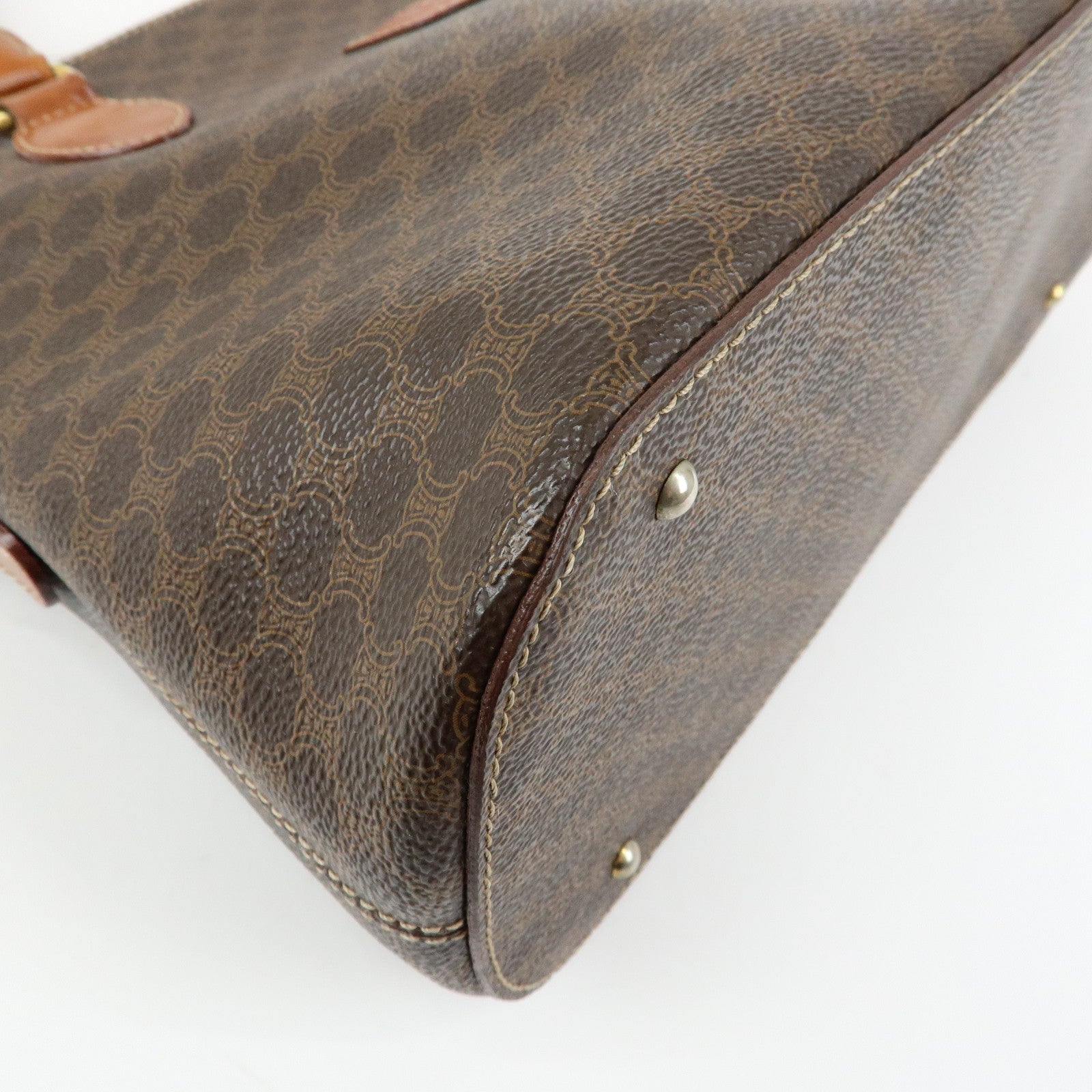 CELINE Macadam PVC Leather Hand Bag Brown