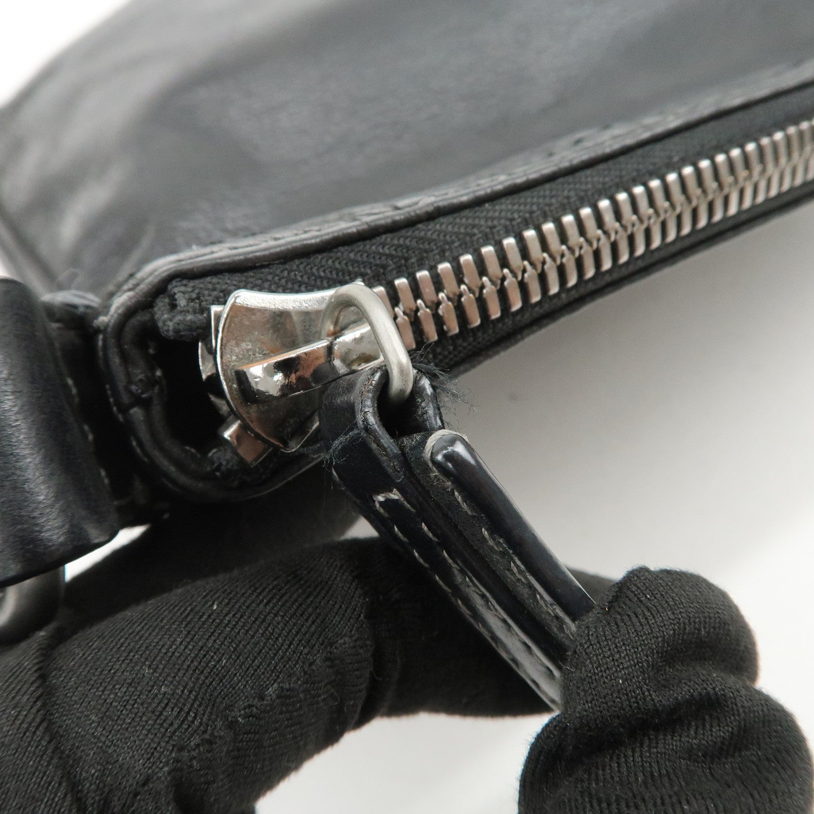 LOEWE Anagram Leather Canvas Shoulder Bag Crossbody Black