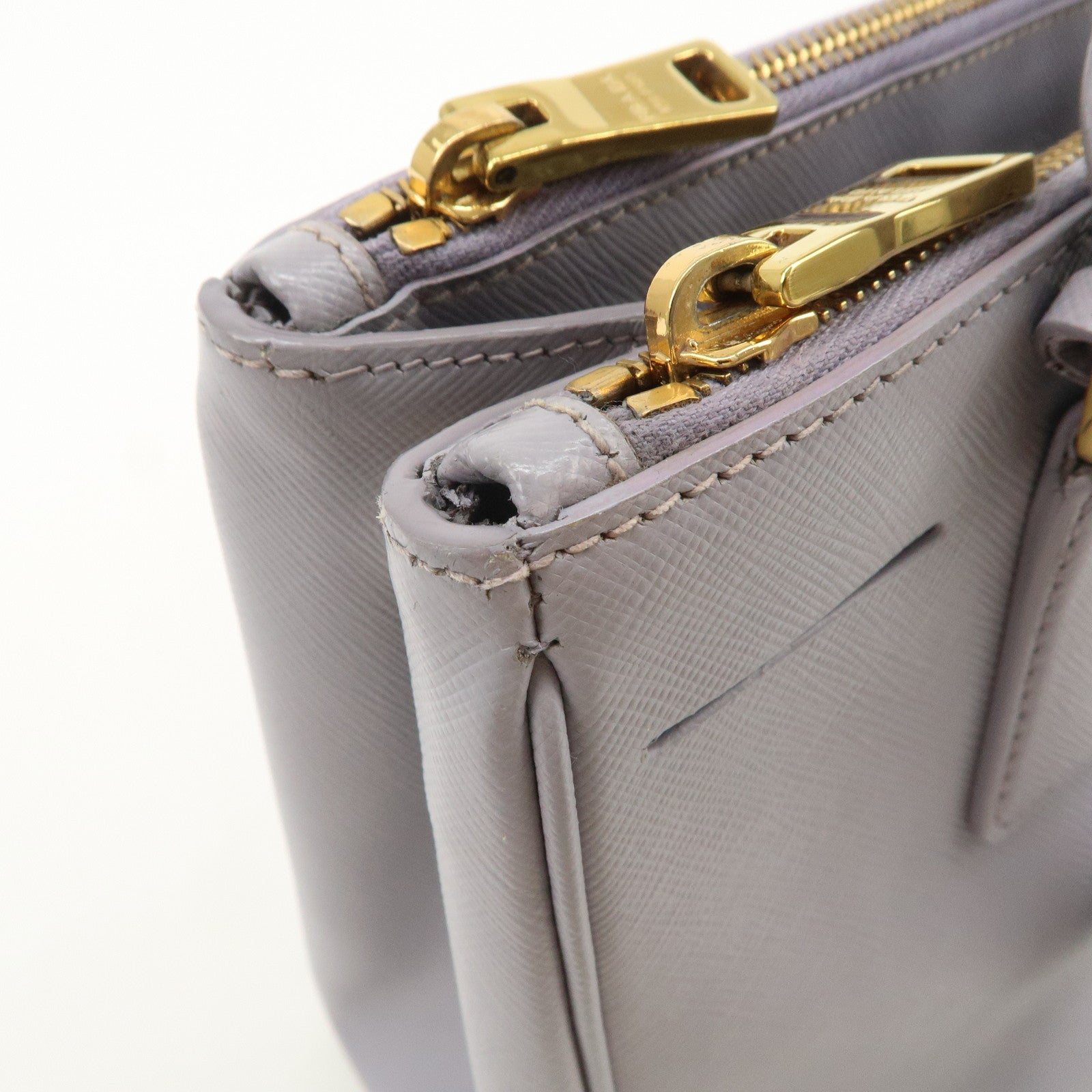 PRADA Traingle Logo Galleria 2Way Shoulder Hand Bag Lavender 1BA863
