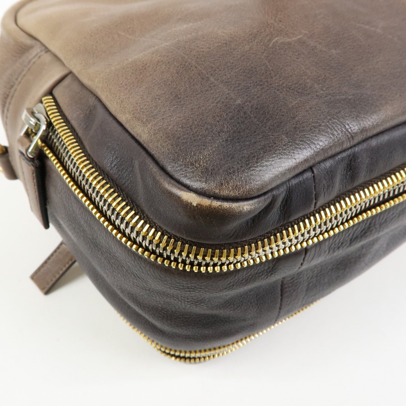 PRADA Logo Leather 2Way Bag Hand Bag Shoulder Bag Brown BL0472