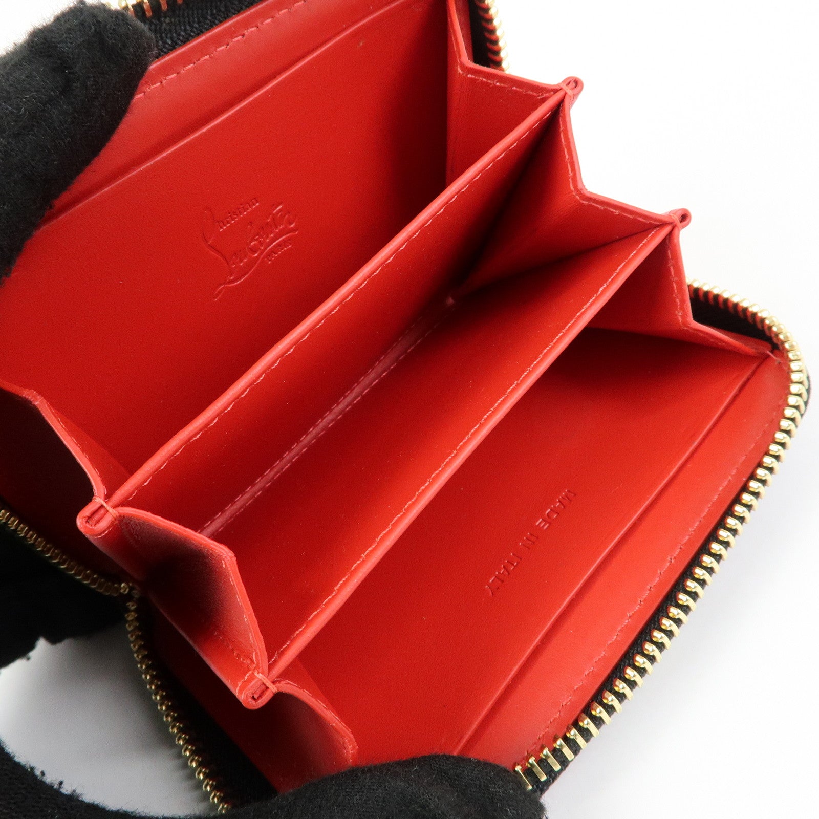 Christian Louboutin Leather Card Case Coin Case Black Multicolor