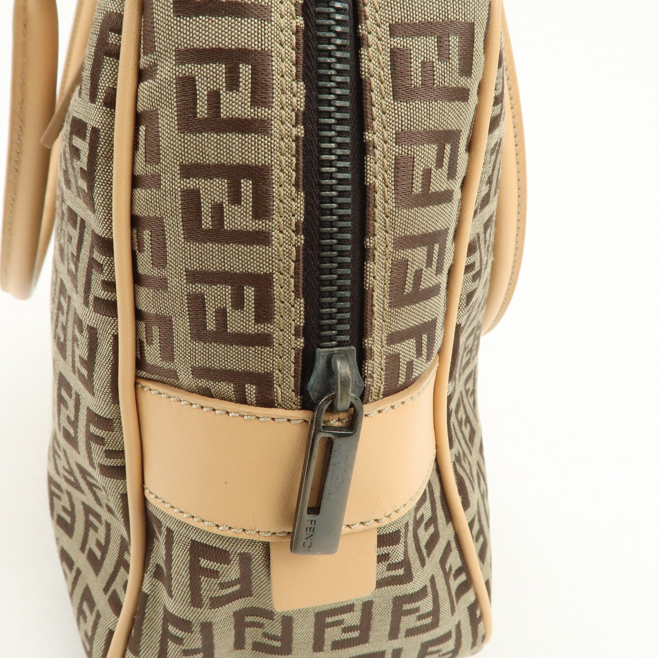 FENDI Zucchino Canvas Hand Bag Shoulder Bag Brown 8BN005