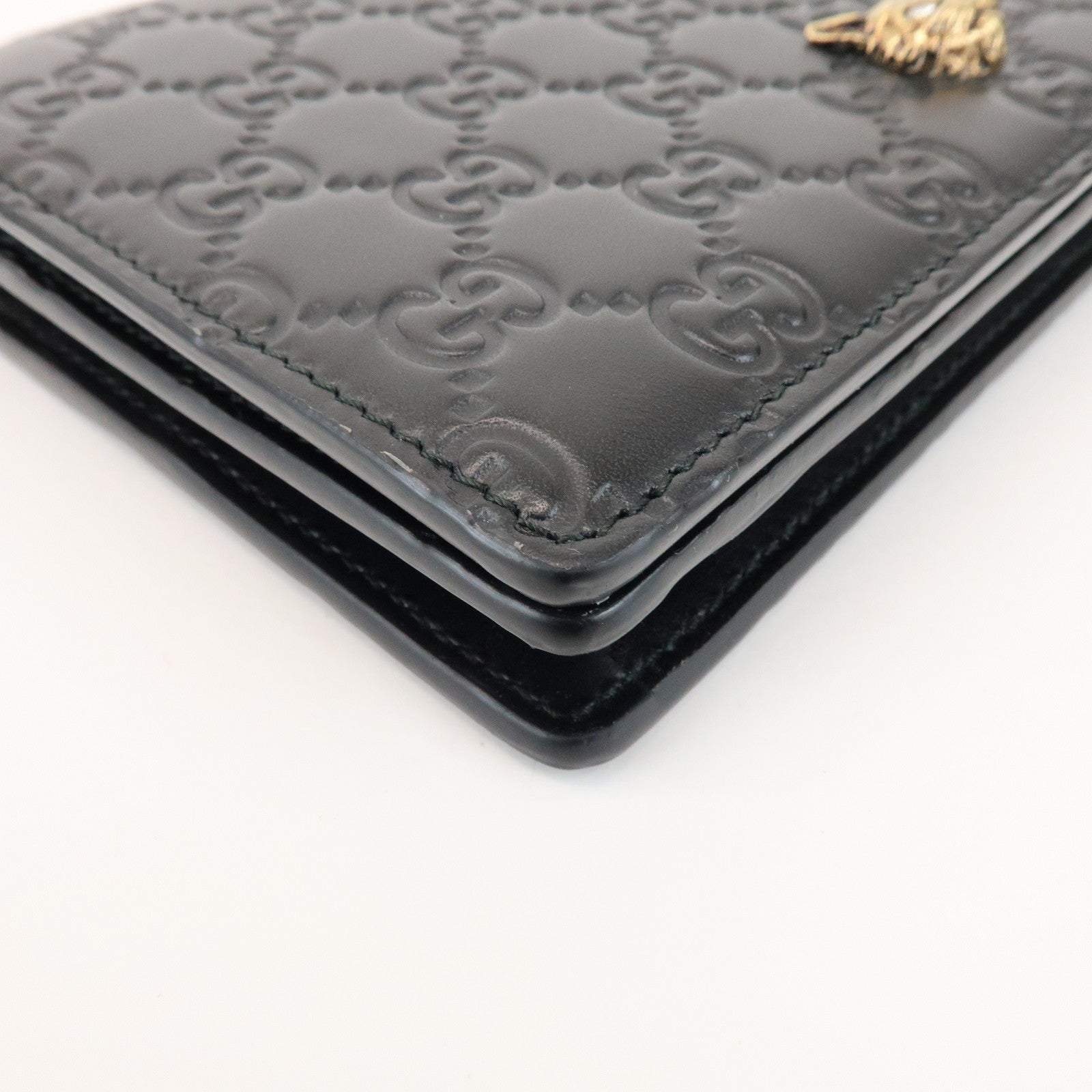 GUCCI Guccissima Leather Chain Long Wallet Cat Black 548060