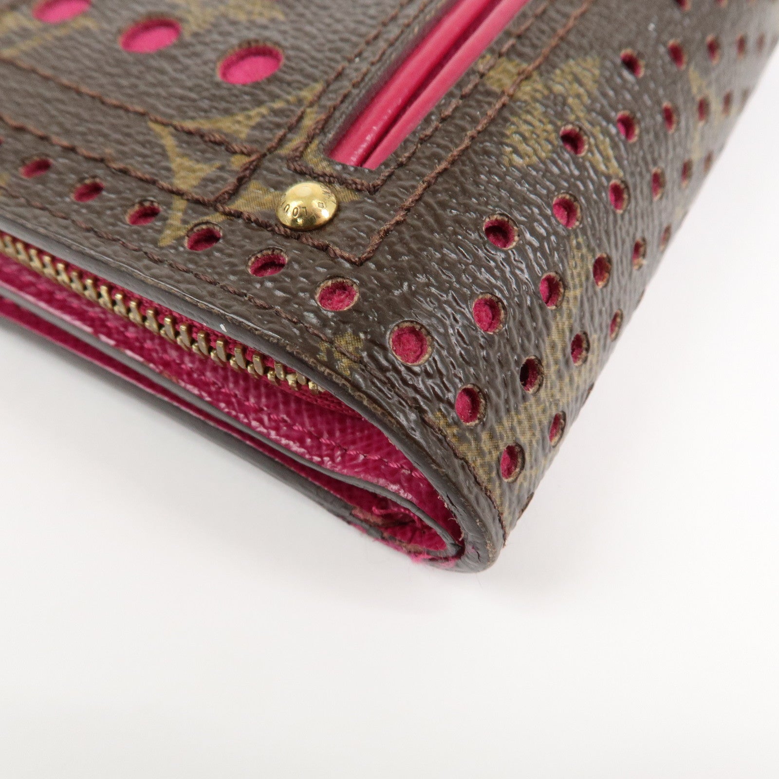 Louis Vuitton Monogram Perfor Compact Zip Fuchsia M95188 Used