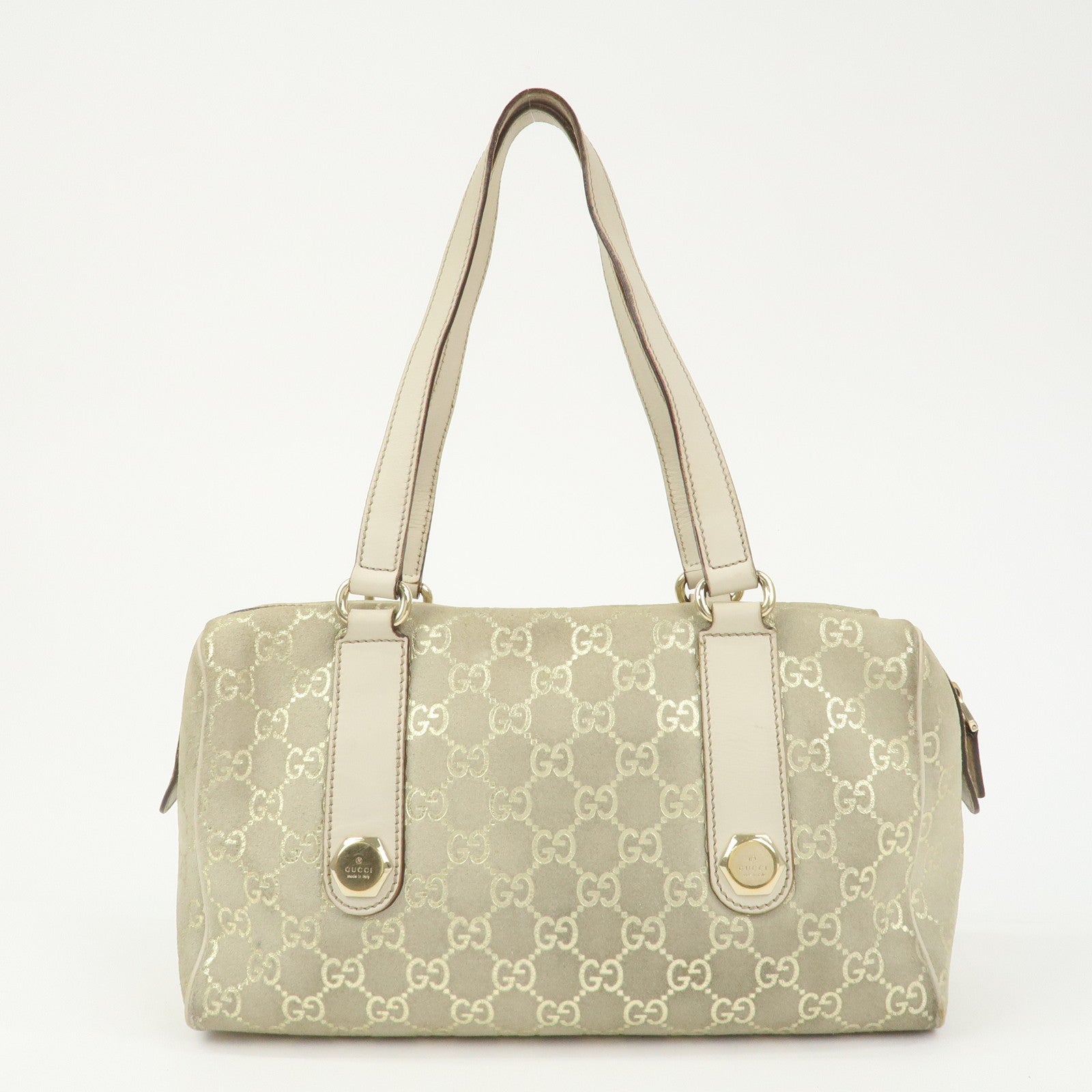 GUCCI GG Monogram Suede Leather Mini Boston Bag Shoulder Bag 152457