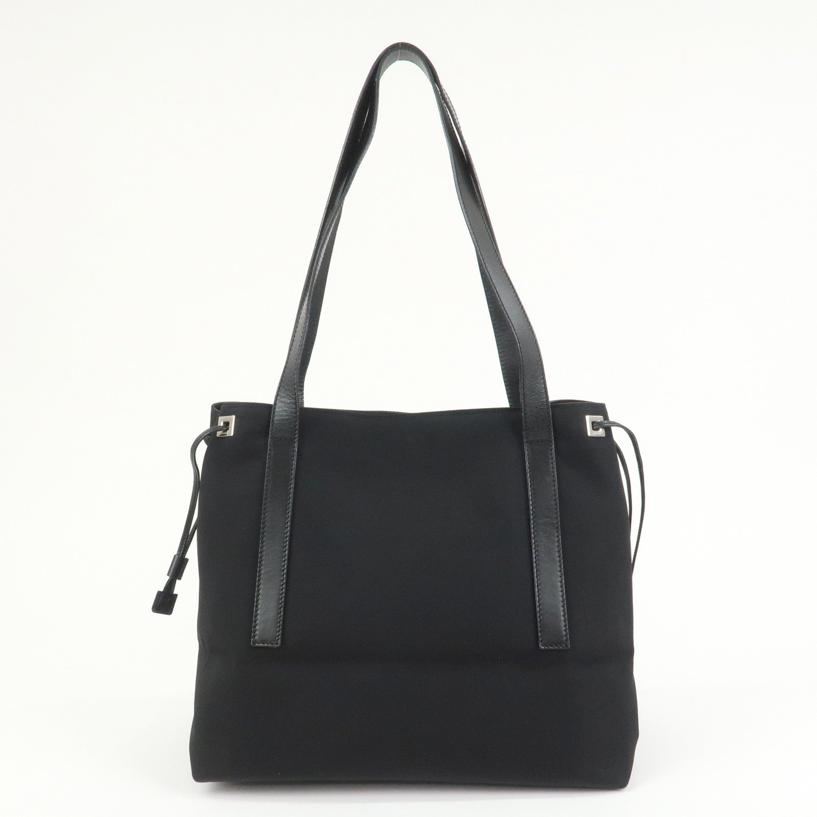 GUCCI Logo Nylon Leather Tote Bag Shoulder Bag Black 019・0493