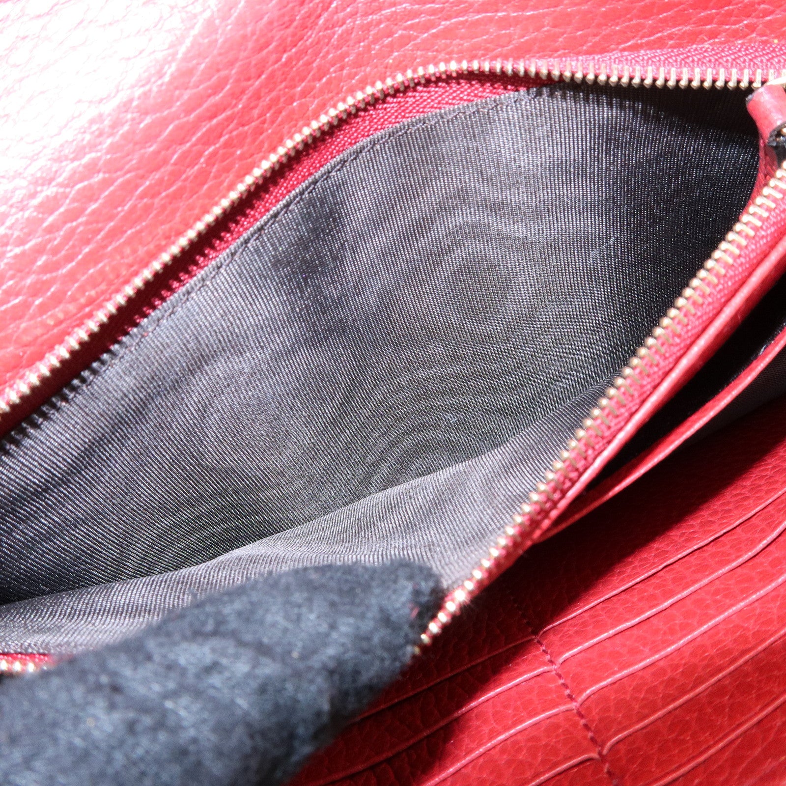 GUCCI Interlocking G Leather Chain Wallet Shoulder Bag Red 510314