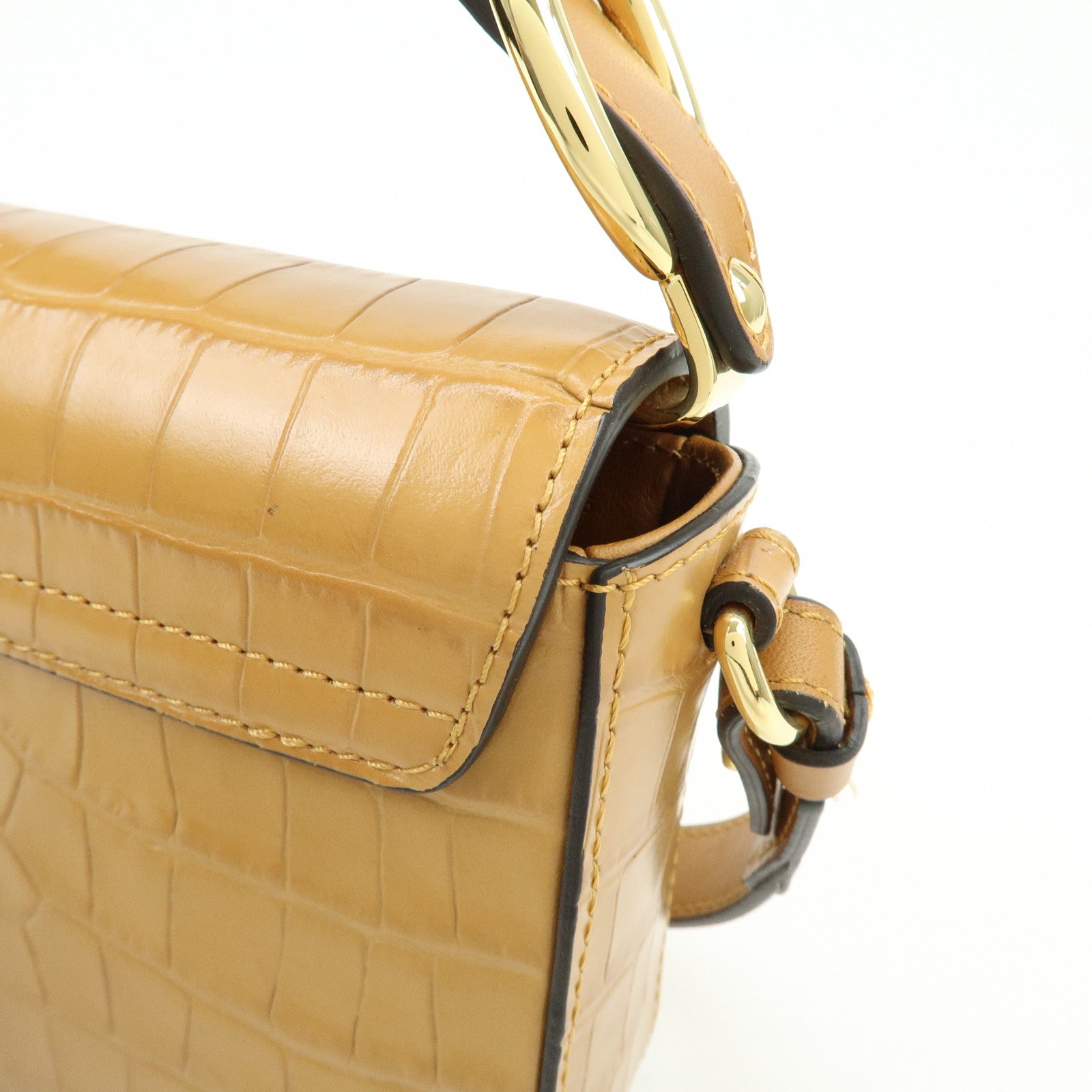 Chloe See By Chloe Embosssed Leather 2Way Bag Shoulder Bag Brown