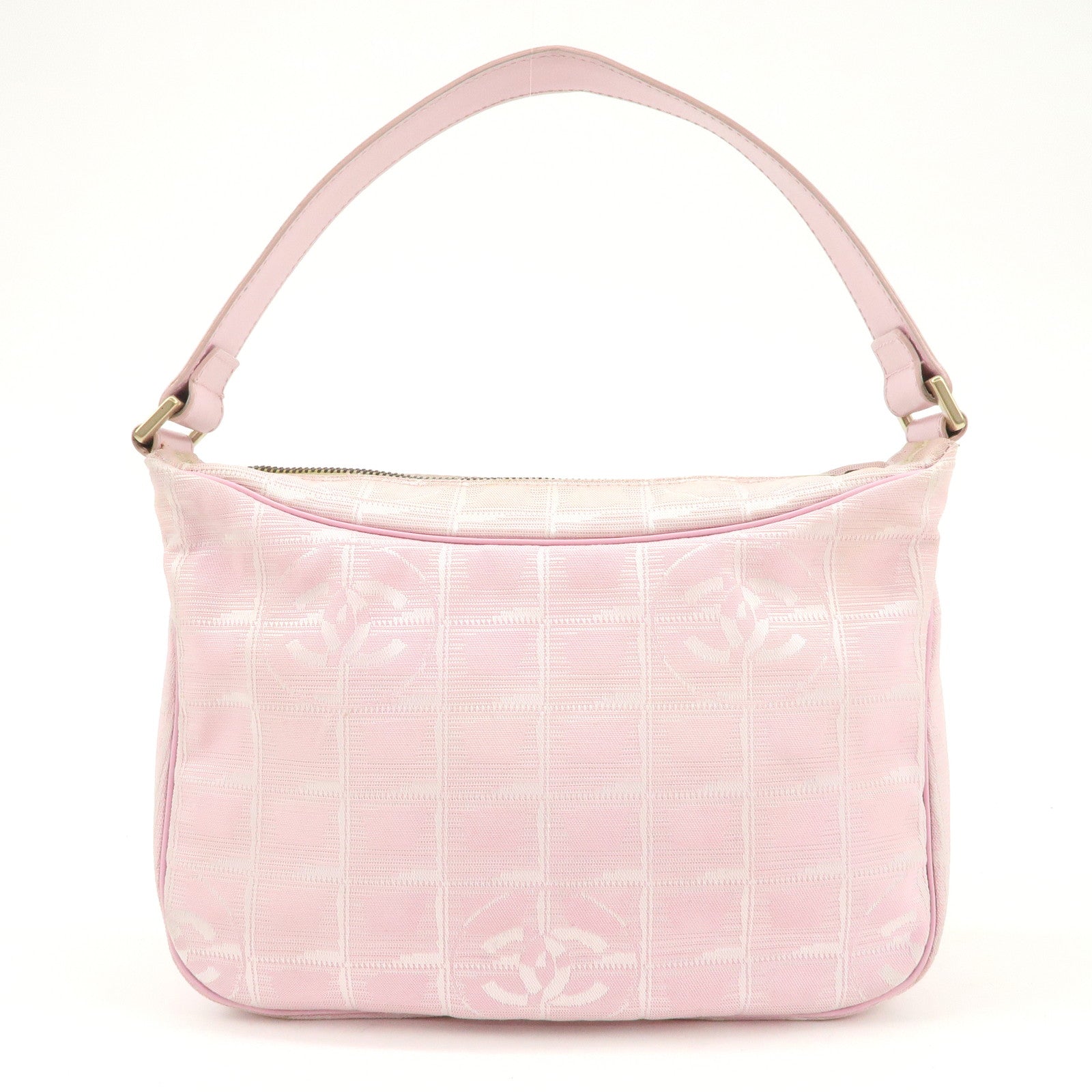 CHANEL New Travel Line Nylon Leather Shoulder Bag Hand Bag Pink Used