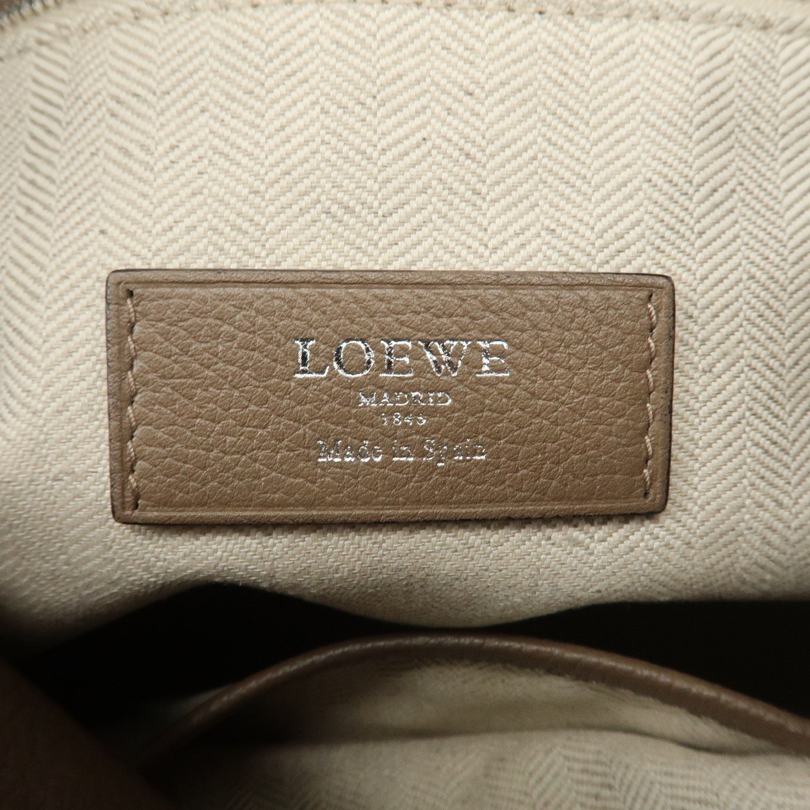 LOEWE Dunas Anagram Calfskin Shoulder Bag Hand Bag Brown