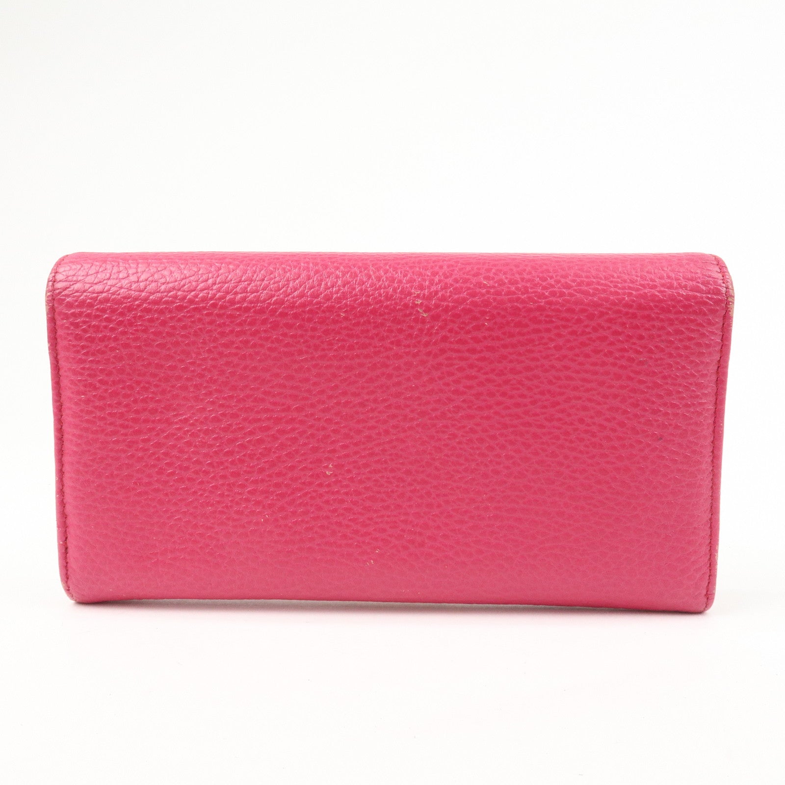 GUCCI Swing Logo Leather Flap Long Wallet Pink 354496