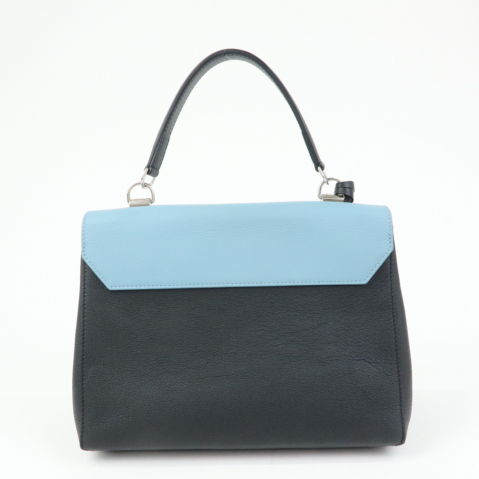 Louis Vuitton Lock Me Leather Cartable Hand Bag Blue Black M50250