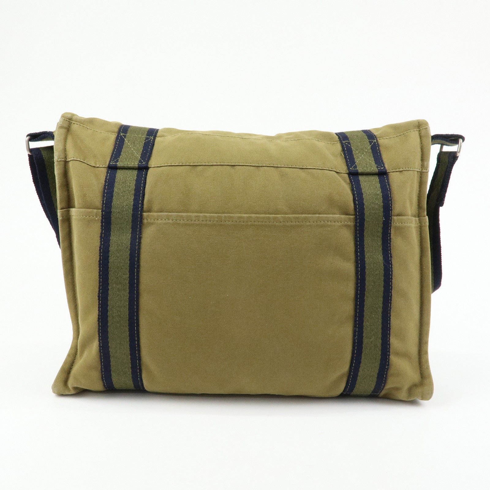 HERMES Fourre Tout Bassas MM Cotton Shoulder Bag Khaki