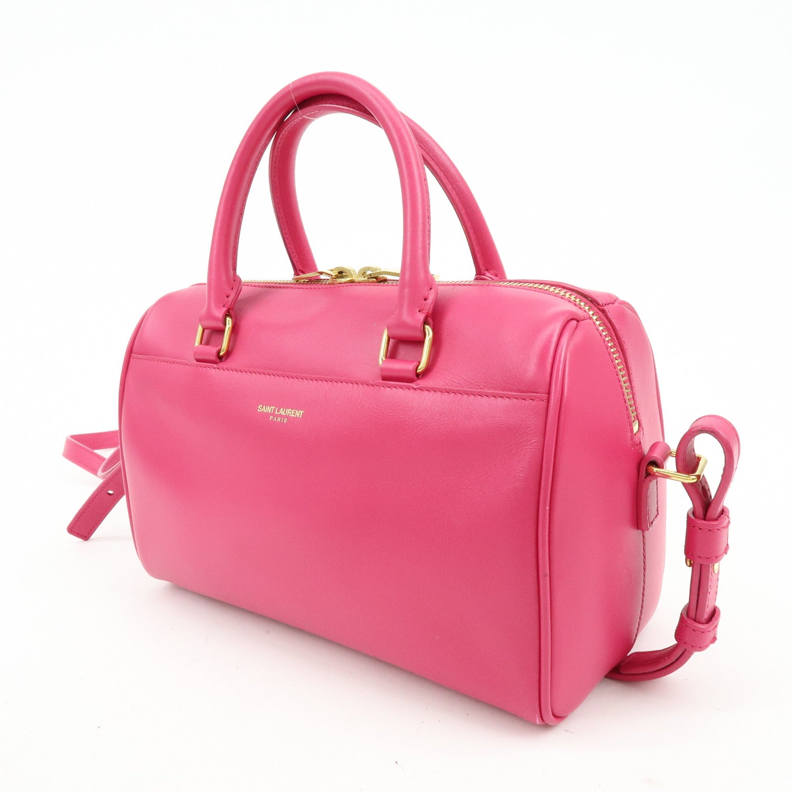 SAINT LAURENT PARIS BABY DUFFLE Leather 2WAY Bag Pink 330958