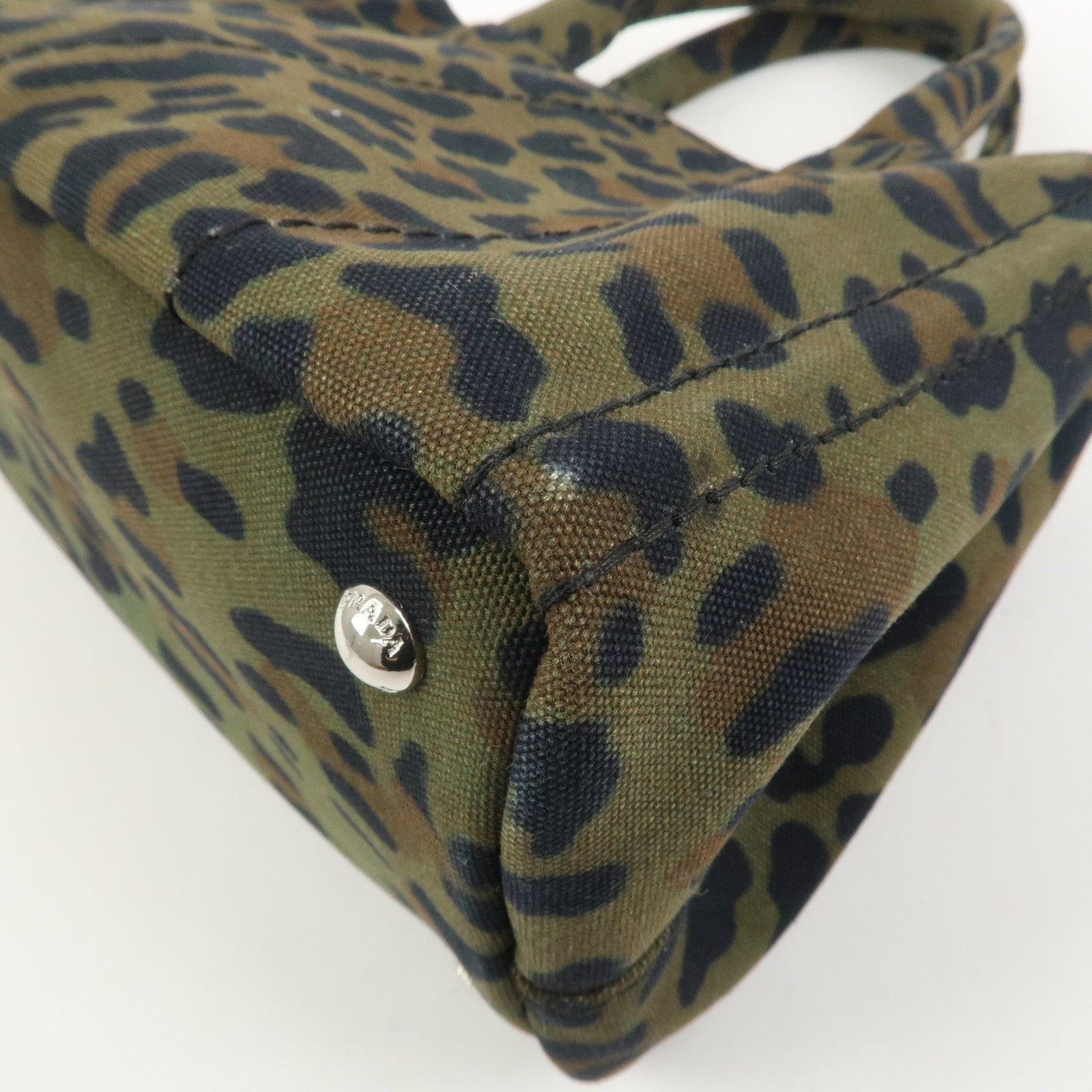 PRADA Triangle Logo Canapa Mini Canvas 2Way Bag Leopard 1BG439