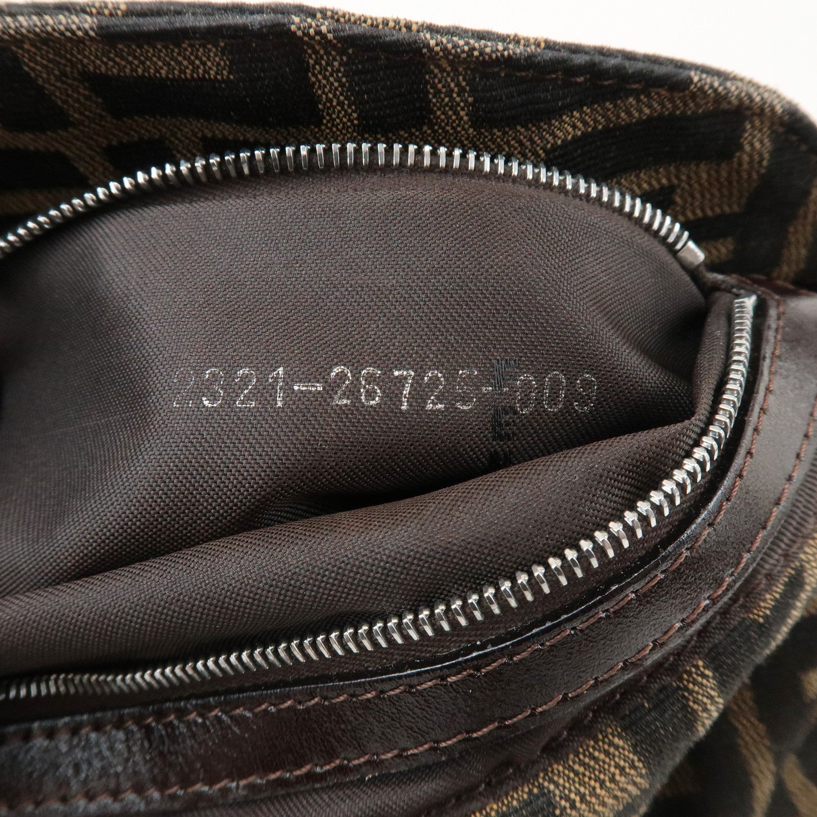 FENDI Zucca Canvas Leather Shoulder Bag Hand Bag Brown Black 26725