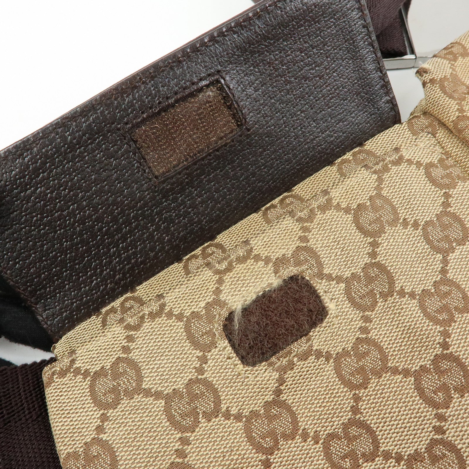 GUCCI GG Canvas Leather Waist Pouch Body Bag Beige Brown 28566