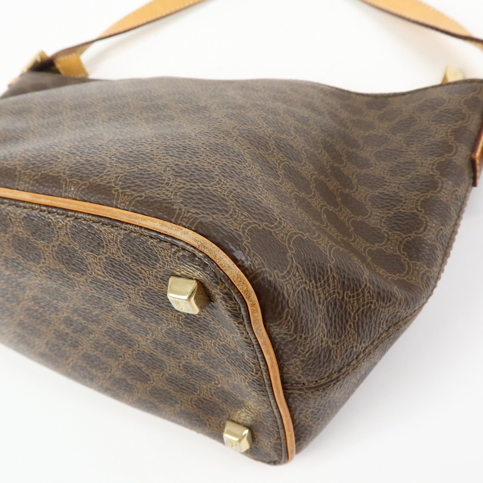 CELINE Macadam PVC Leather Shoulder Bag Hand Bag Brown