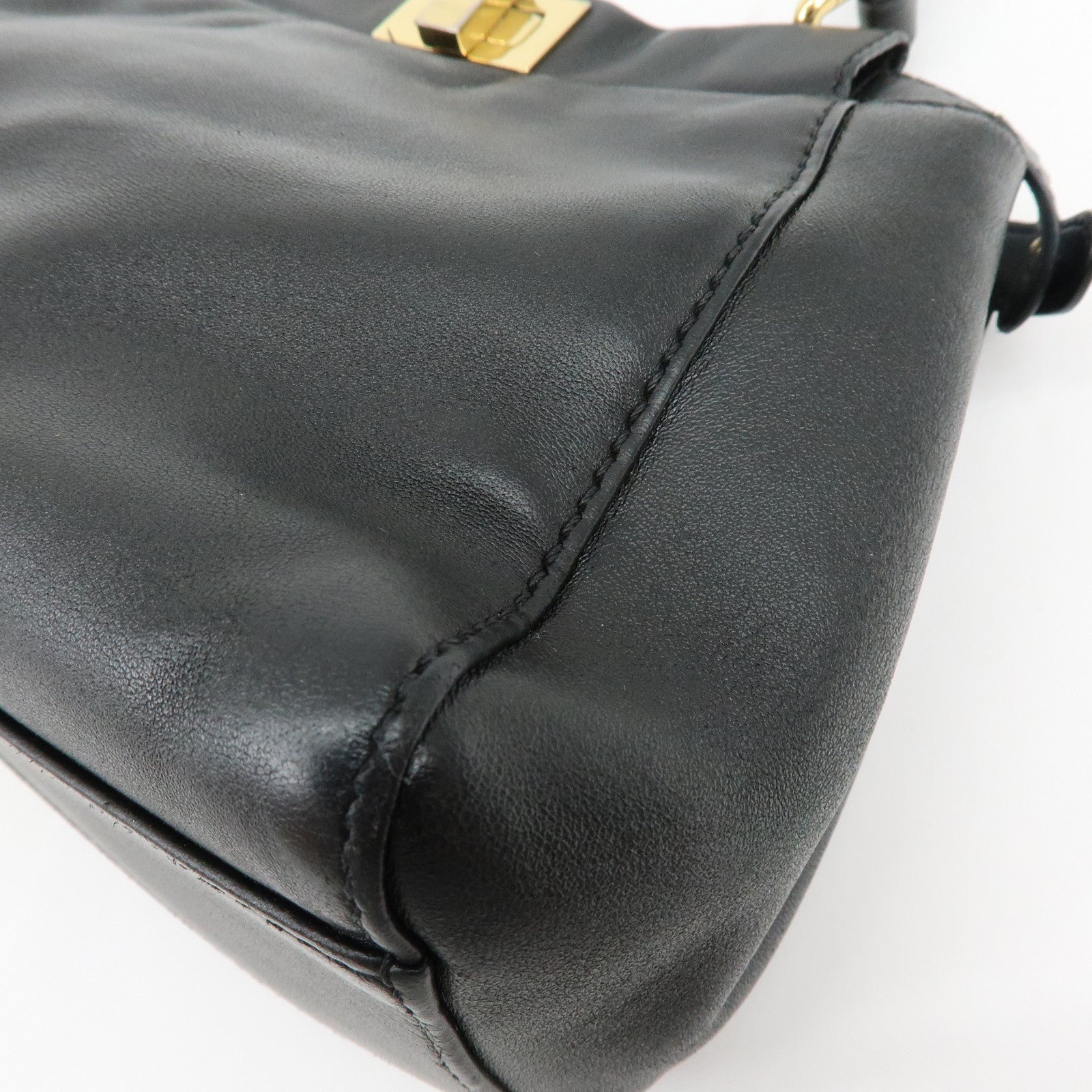 FENDI Peekaboo Mini 2Way Shoulder Bag Hand Bag Black 8BN244