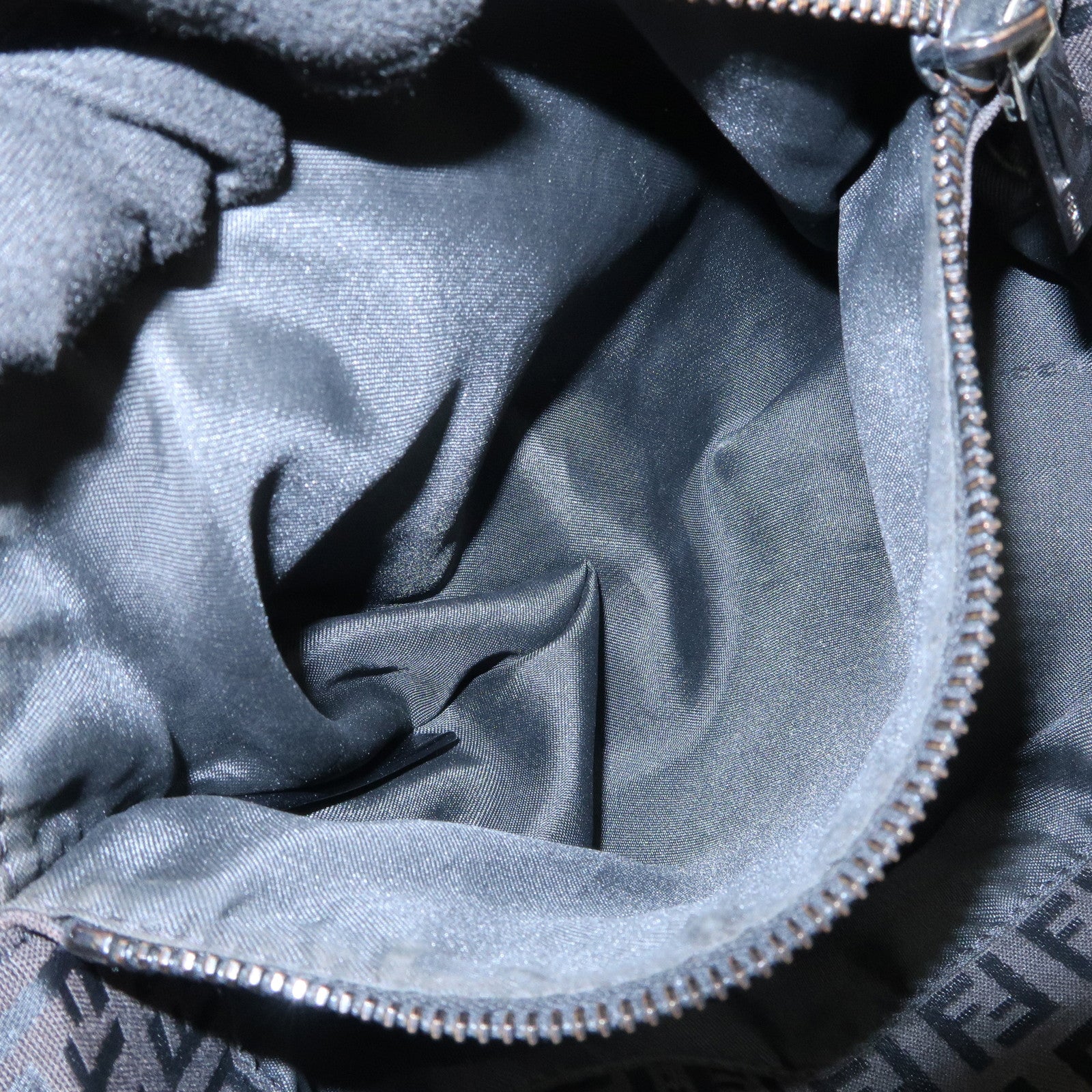 FENDI Zucchino Canvas Leather Tote Bag Hand Bag Dark Brown 8BH132