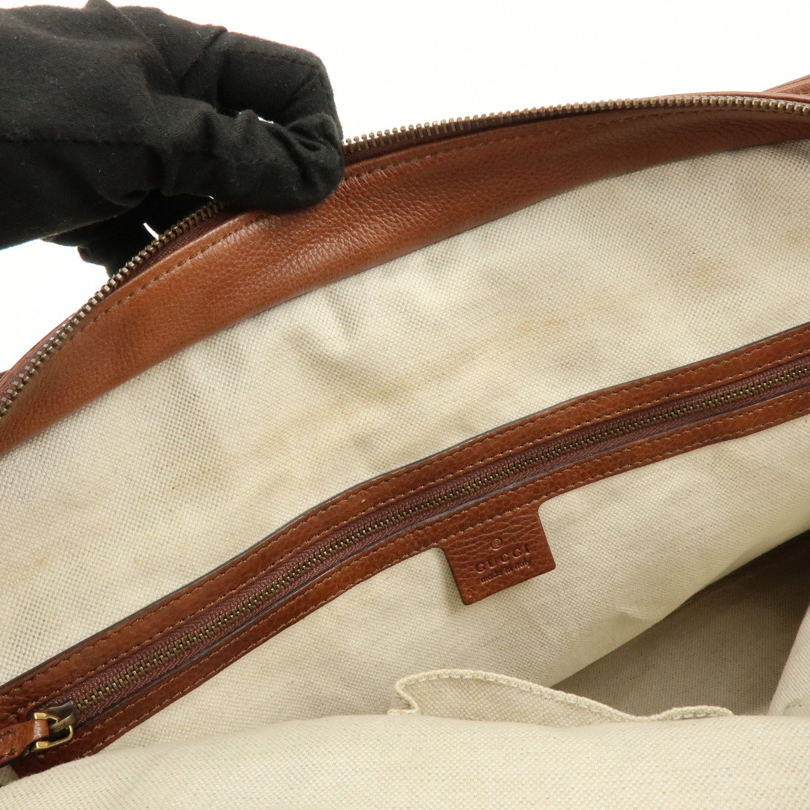 GUCCI GG Canvas Leather Shoulder Bag Tote Bag Beige Brown 323665