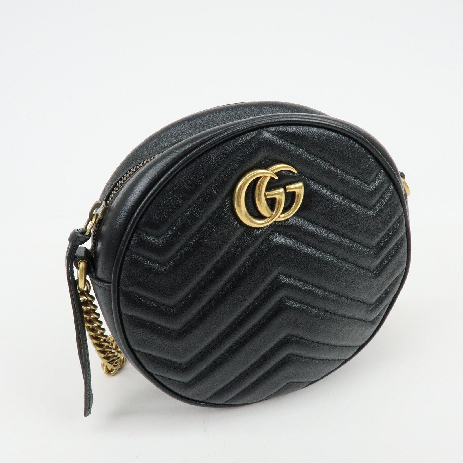 GUCCI GG Marmont Chevron Leather Chain Shoulder Bag Heart 550154